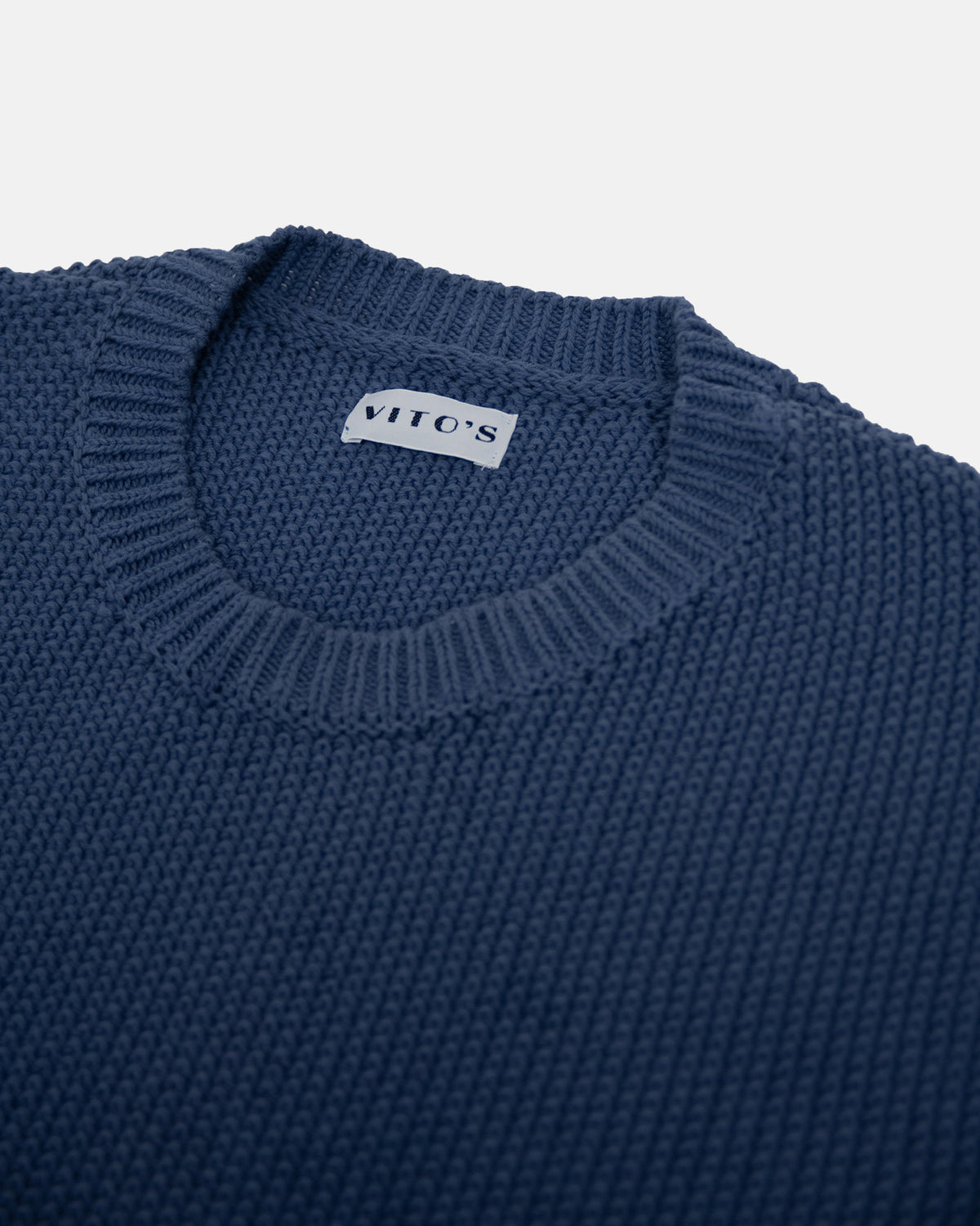 Vito's Postal Blue Crewneck Cotton Pocket Sweater