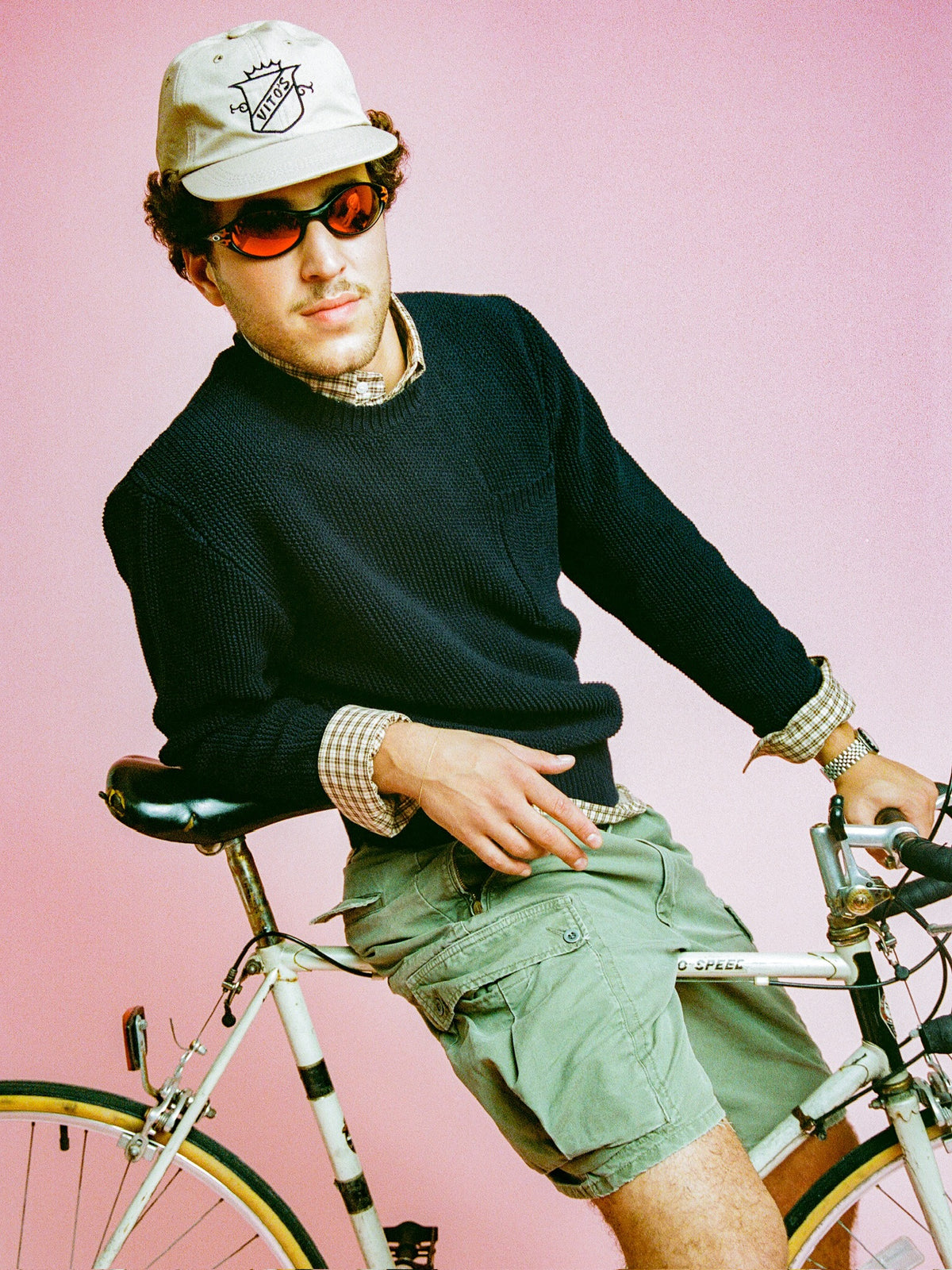 Vito's Navy Crewneck Cotton Pocket Sweater