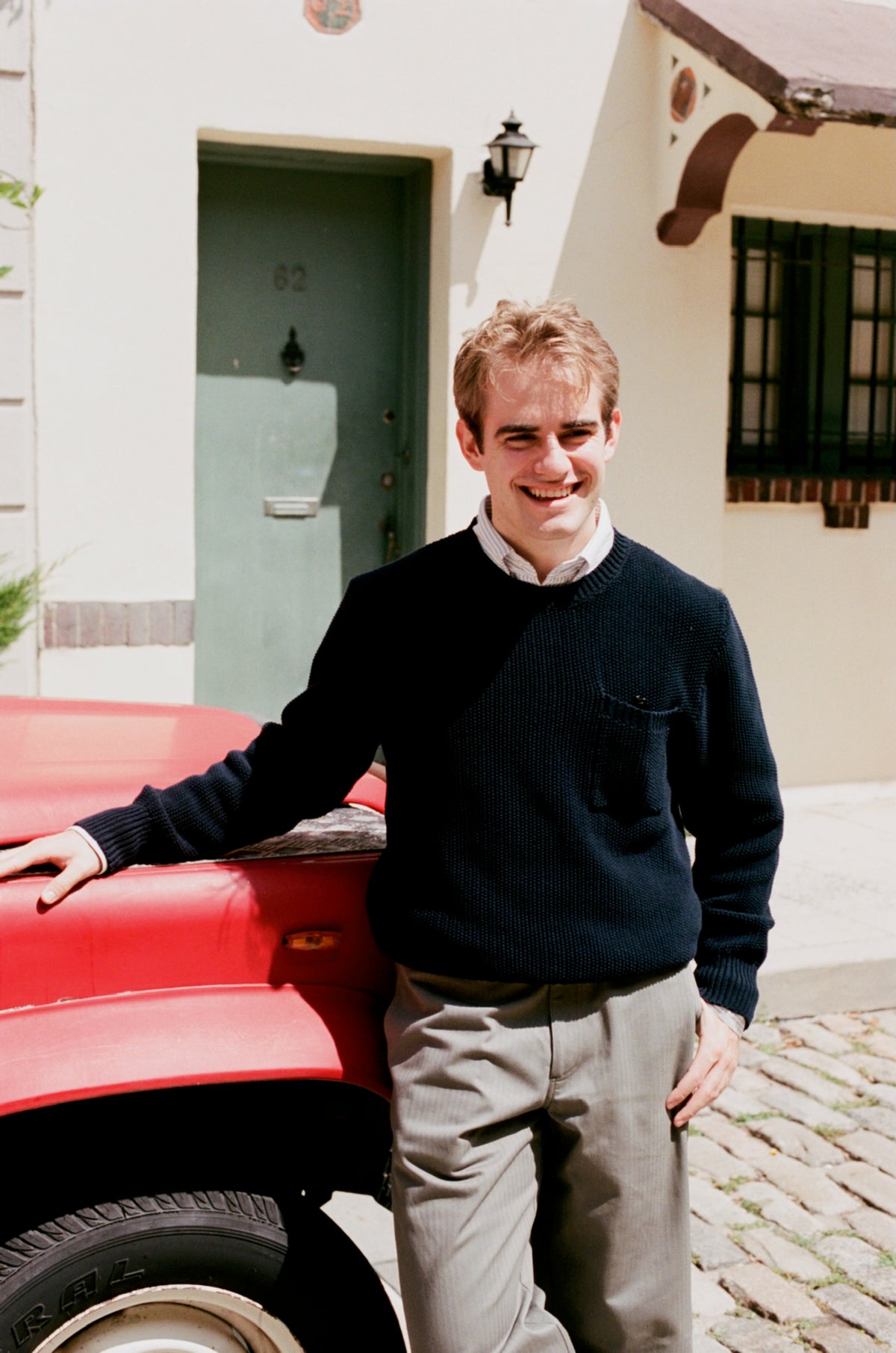 Vito's Navy Crewneck Cotton Pocket Sweater