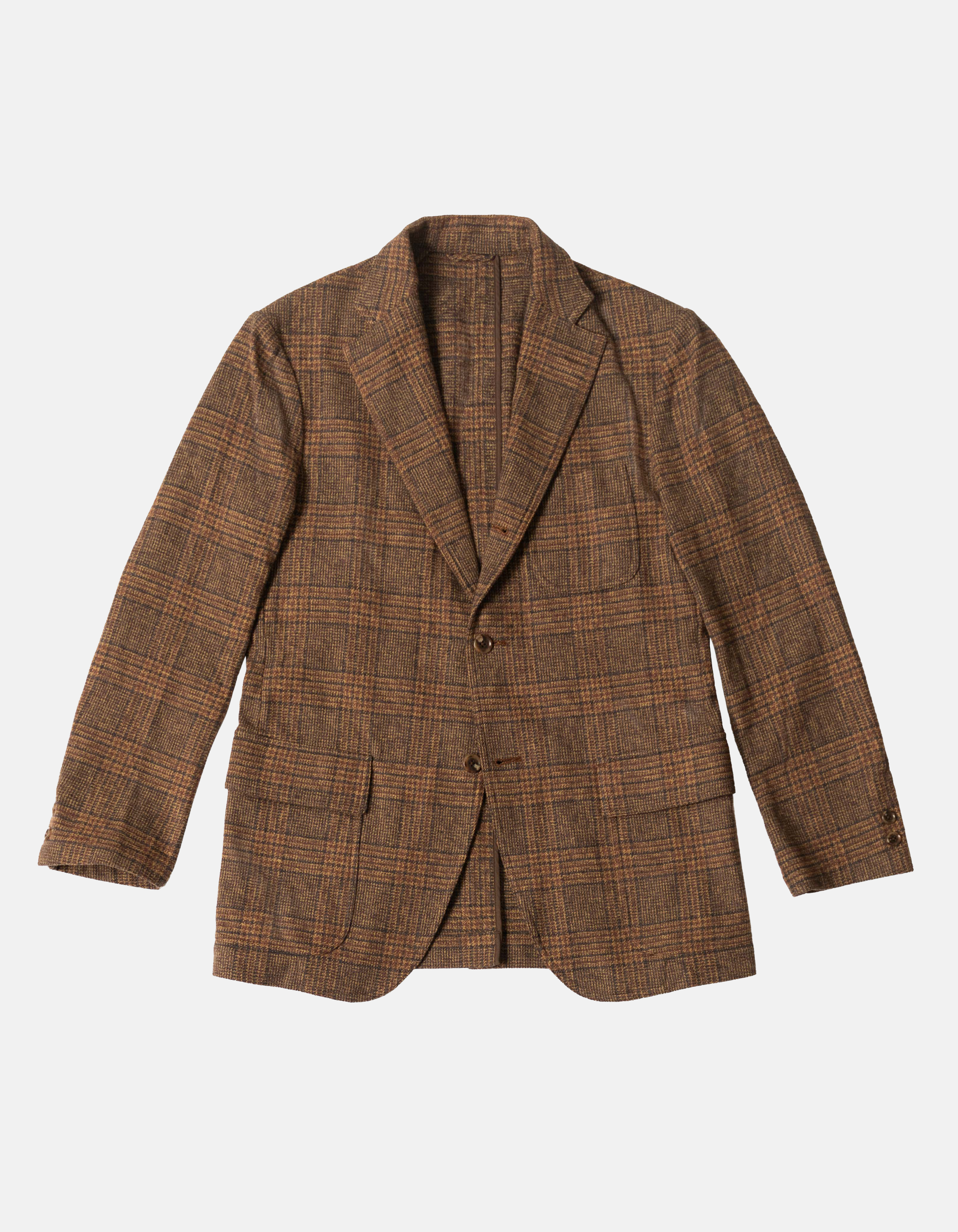 BROWN/OLIVE CHECK WITH PANE SUMMER TWEED SPORT COAT