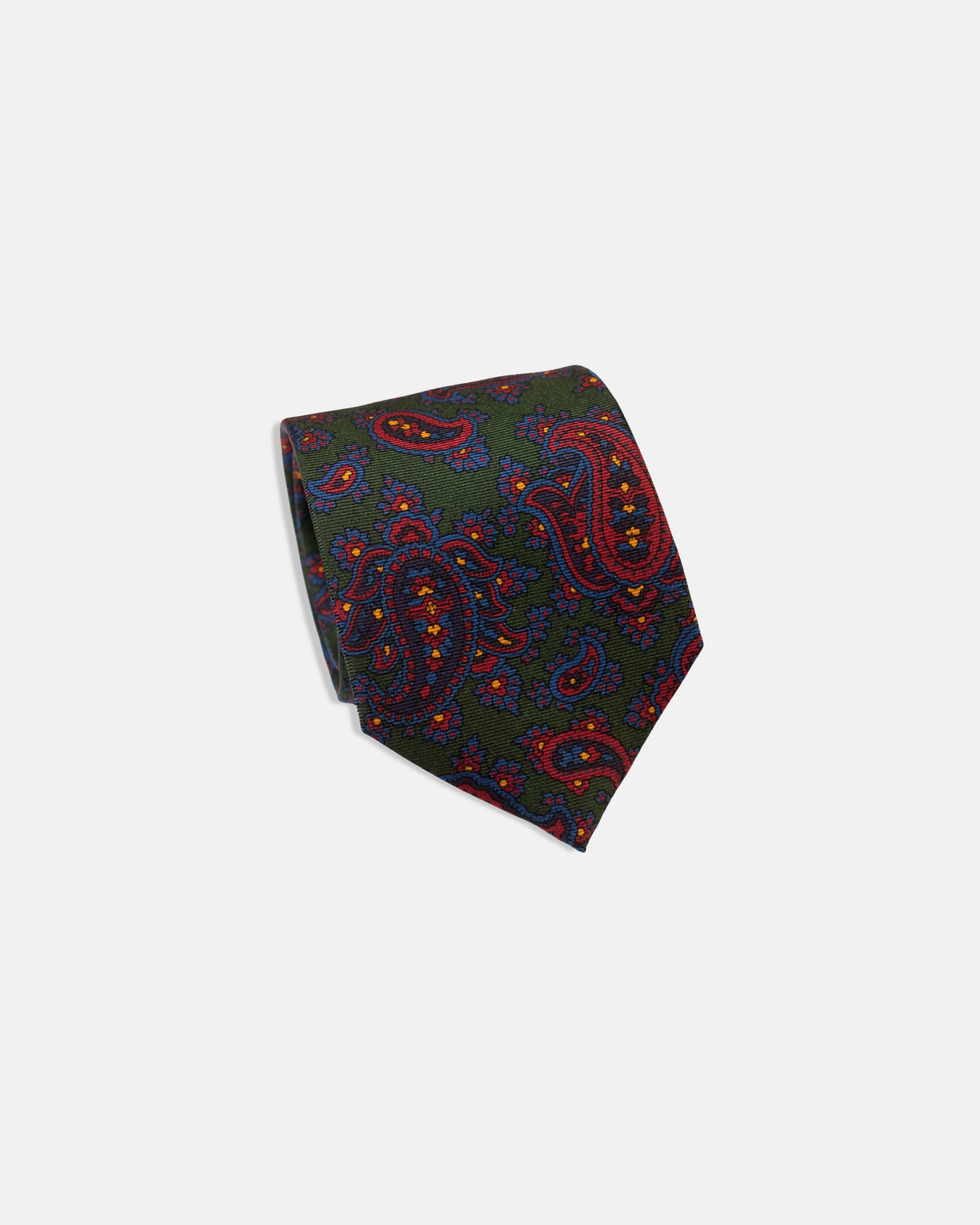 Made-in-UK Green Paisley Ancient Madder Tie