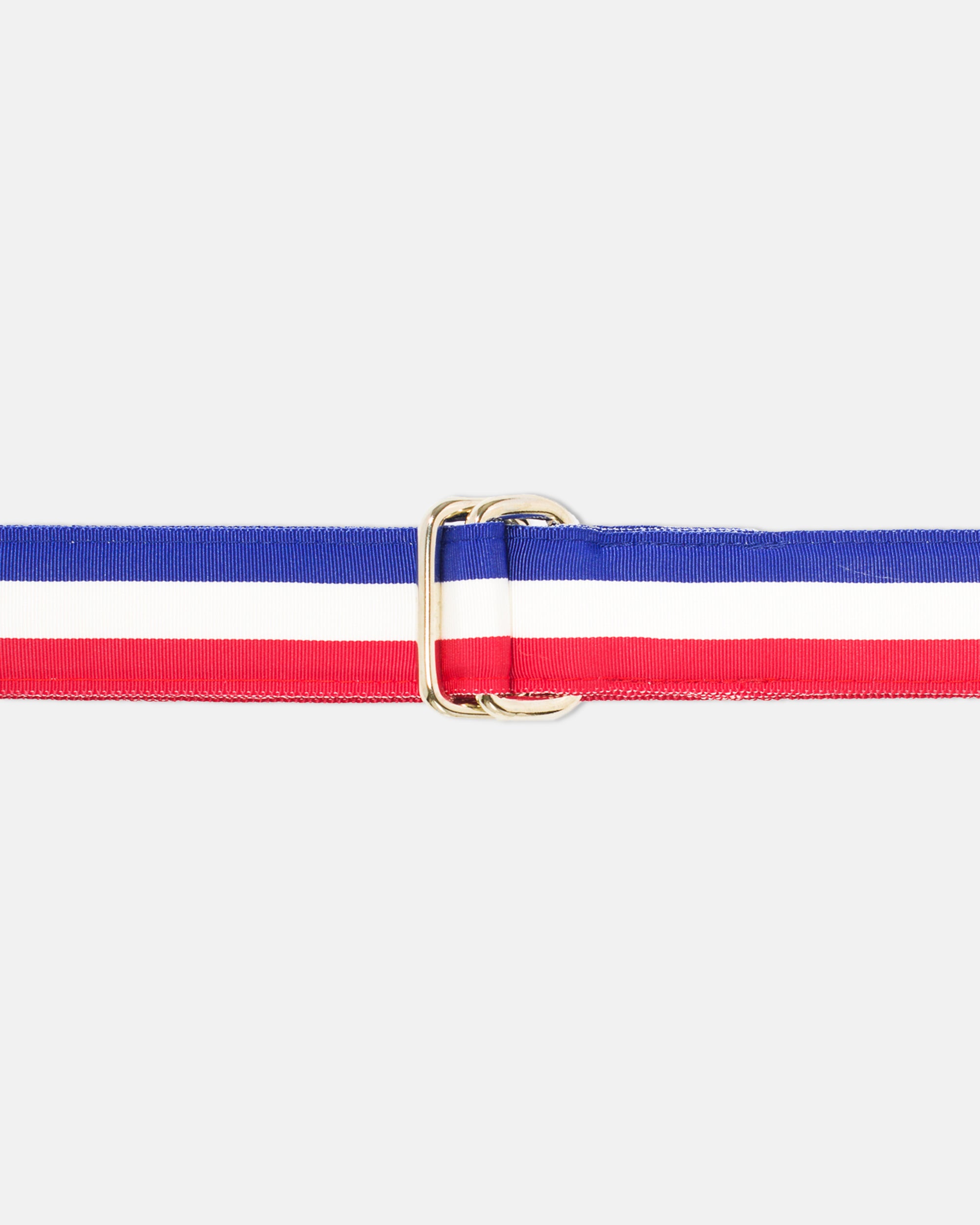 Made-in-USA Red, White & Blue Striped Grosgrain Ribbon Belt
