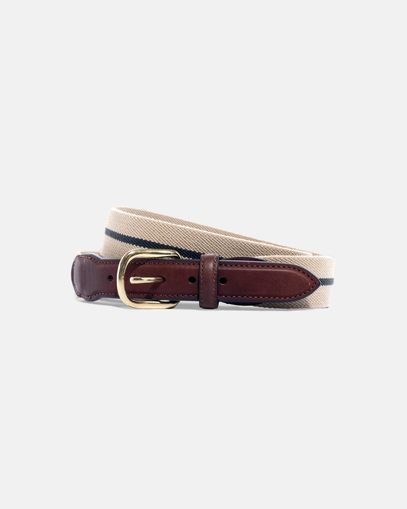 Made-in-USA Tan & Hunter Striped Belgian Stretch Surcingle Belt