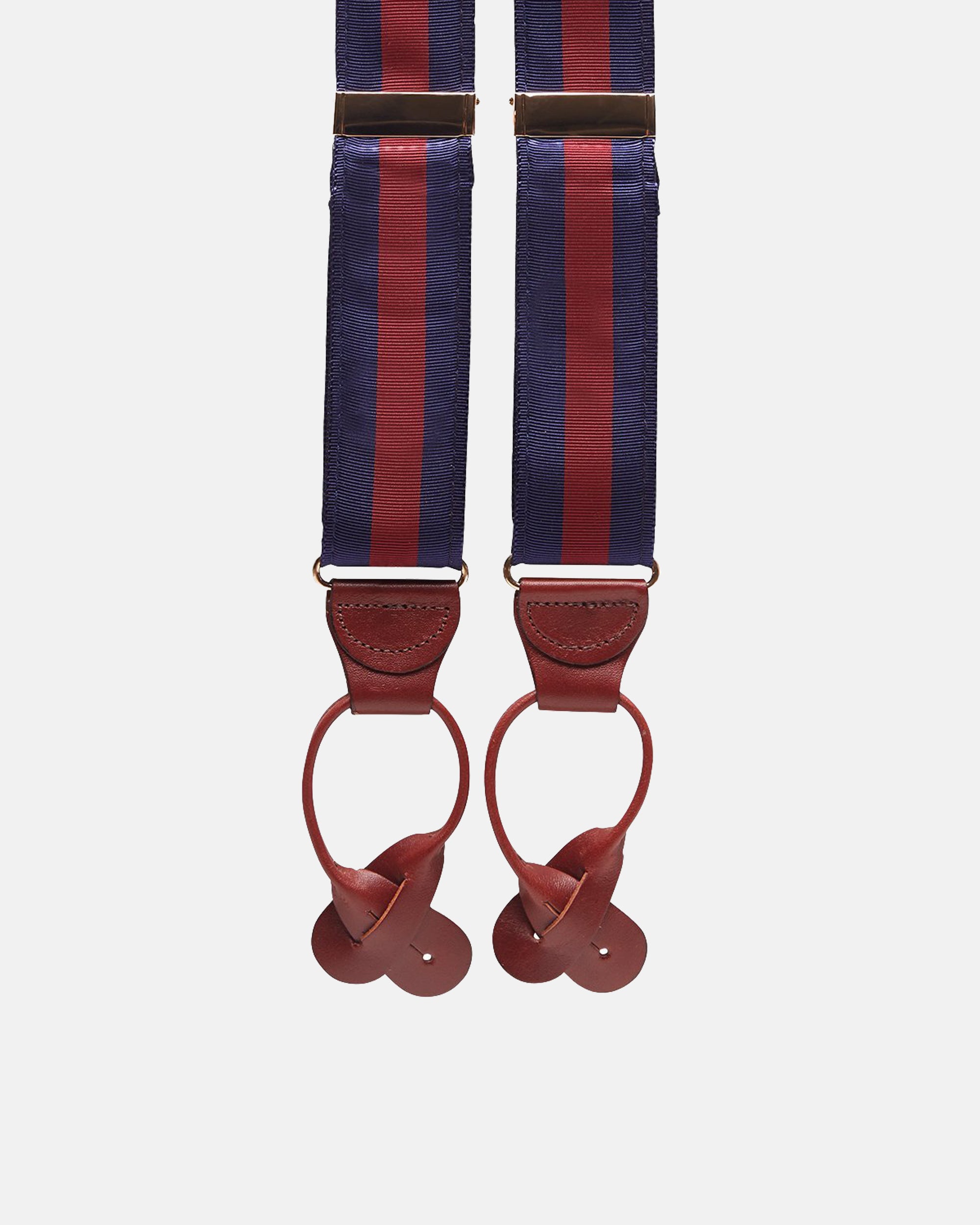 Made-in-USA Navy & Wine Striped Grosgrain Braces
