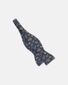 Made-in-UK Navy & Yellow Paisley Irish Poplin Bow Tie