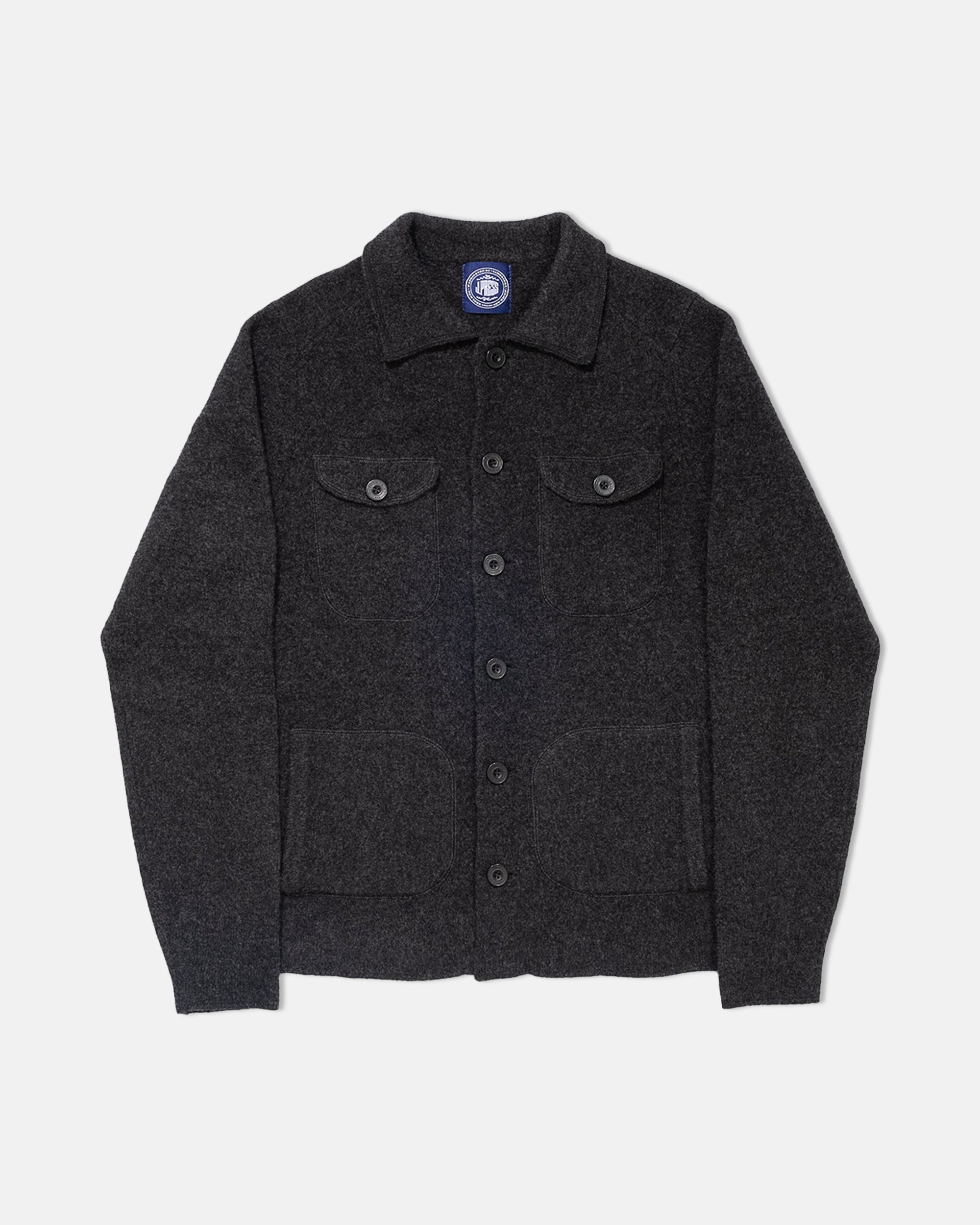 Charcoal Boiled Wool Knitted Shirt Jacket