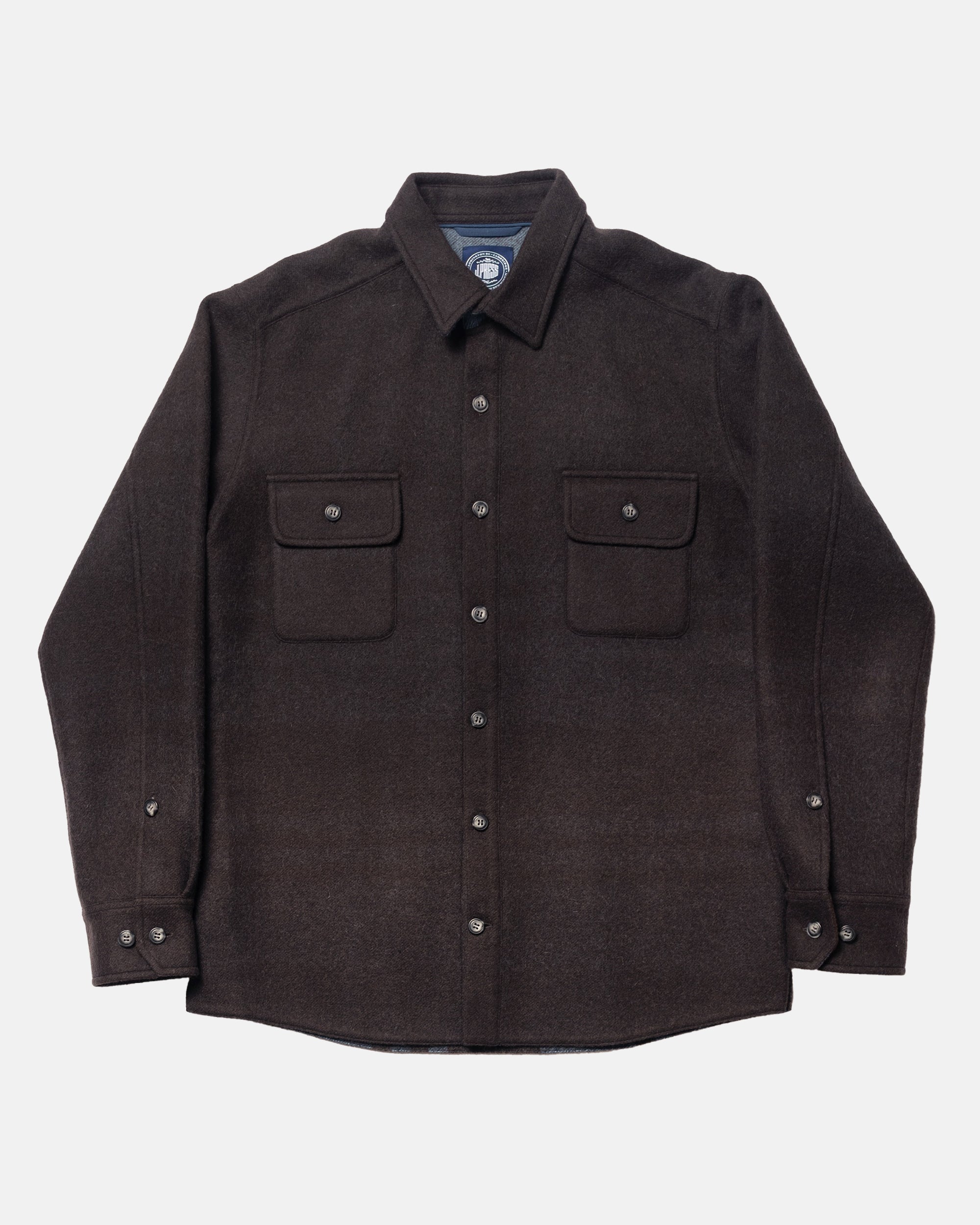 Brown & Blue Plaid Alpaca & Wool CPO Jacket