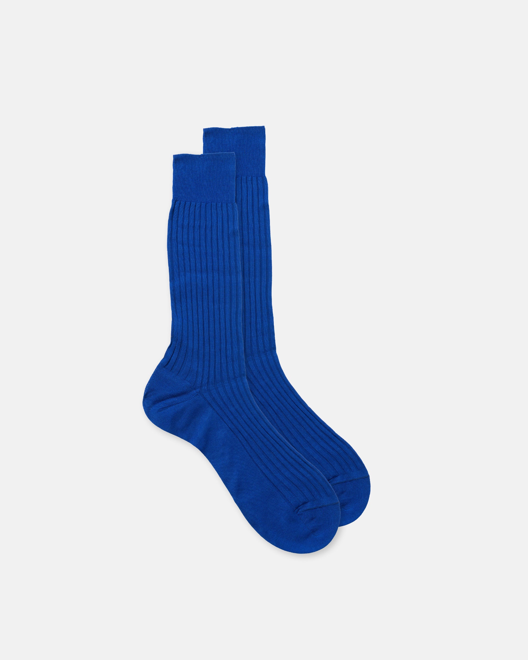 Made-in-England Royal Blue Mid-Calf Ribbed Cotton Socks