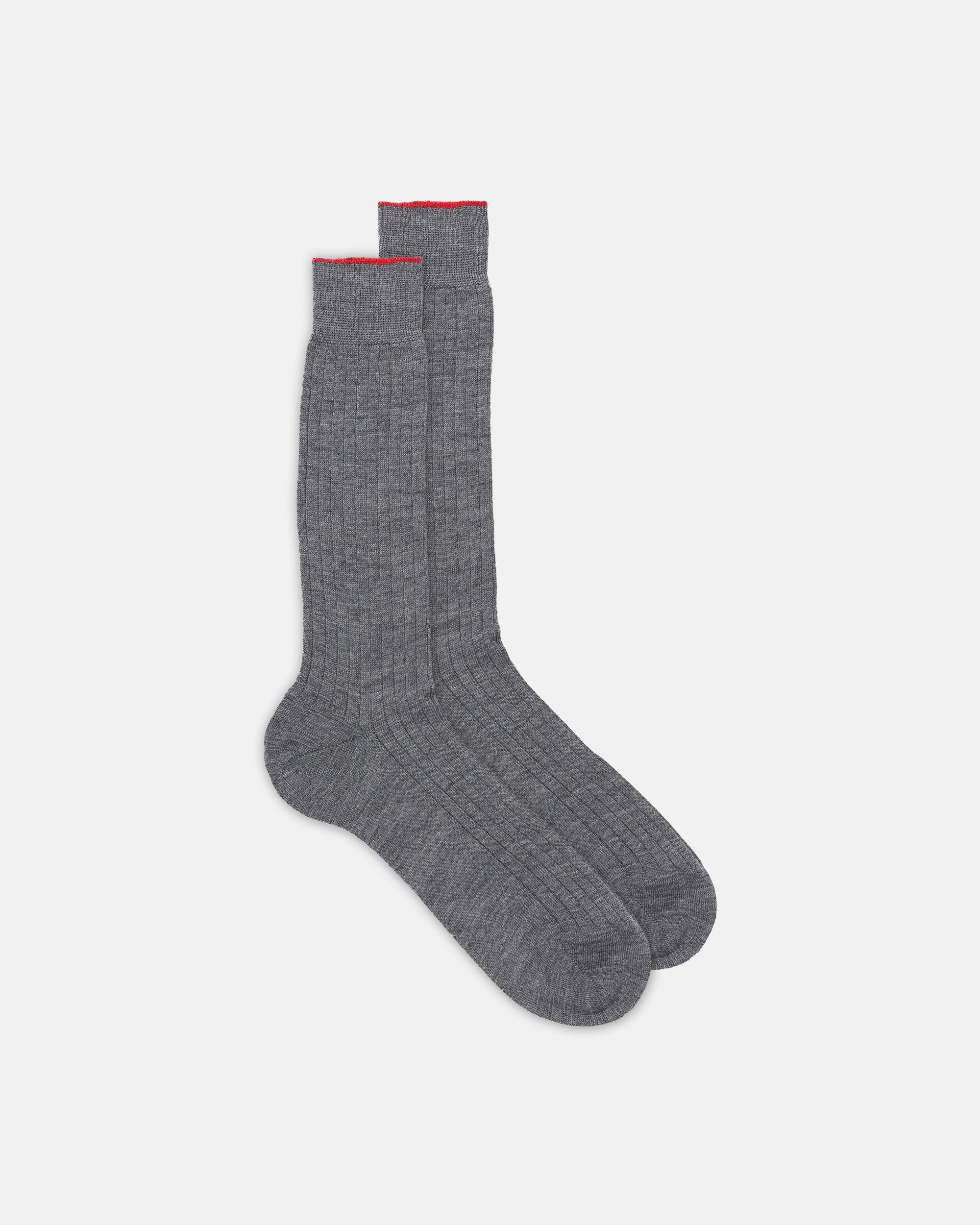 Made-in-Italy Medium Grey Mid-Calf Merino Wool Socks