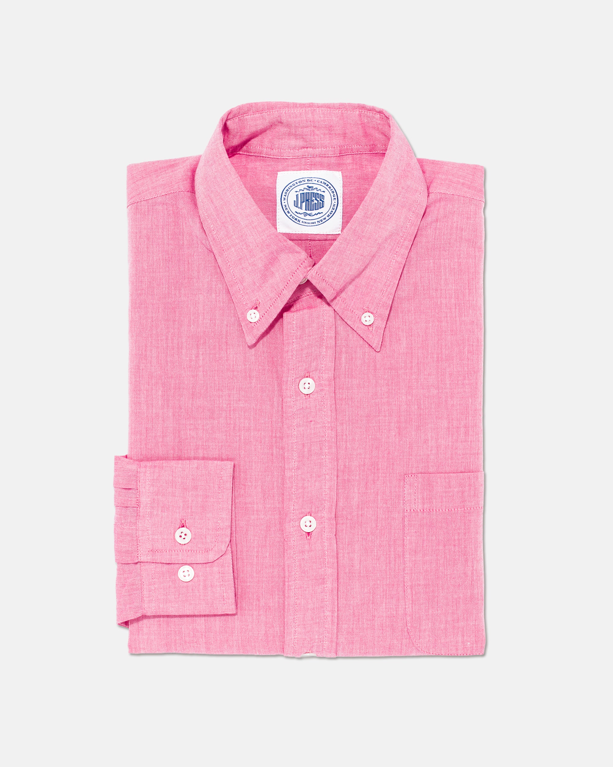 Pink Cotton Chambray Sport Shirt