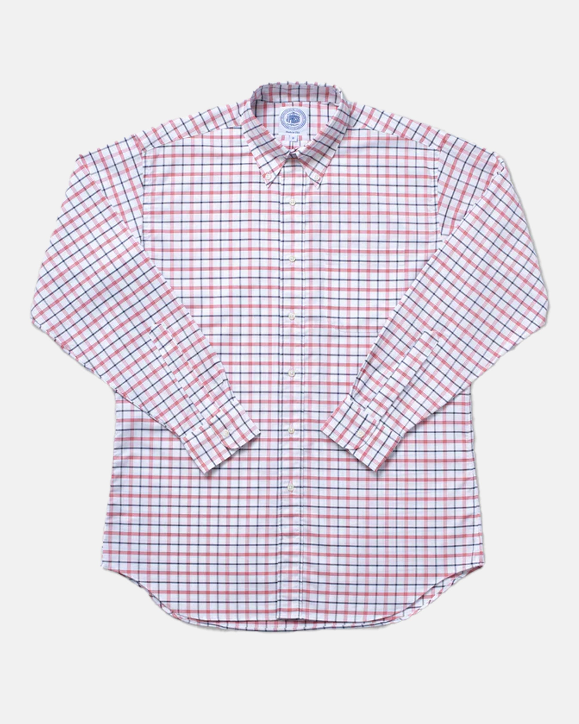 Made-in-USA Navy & Red Checked Sport Shirt - Classic Fit