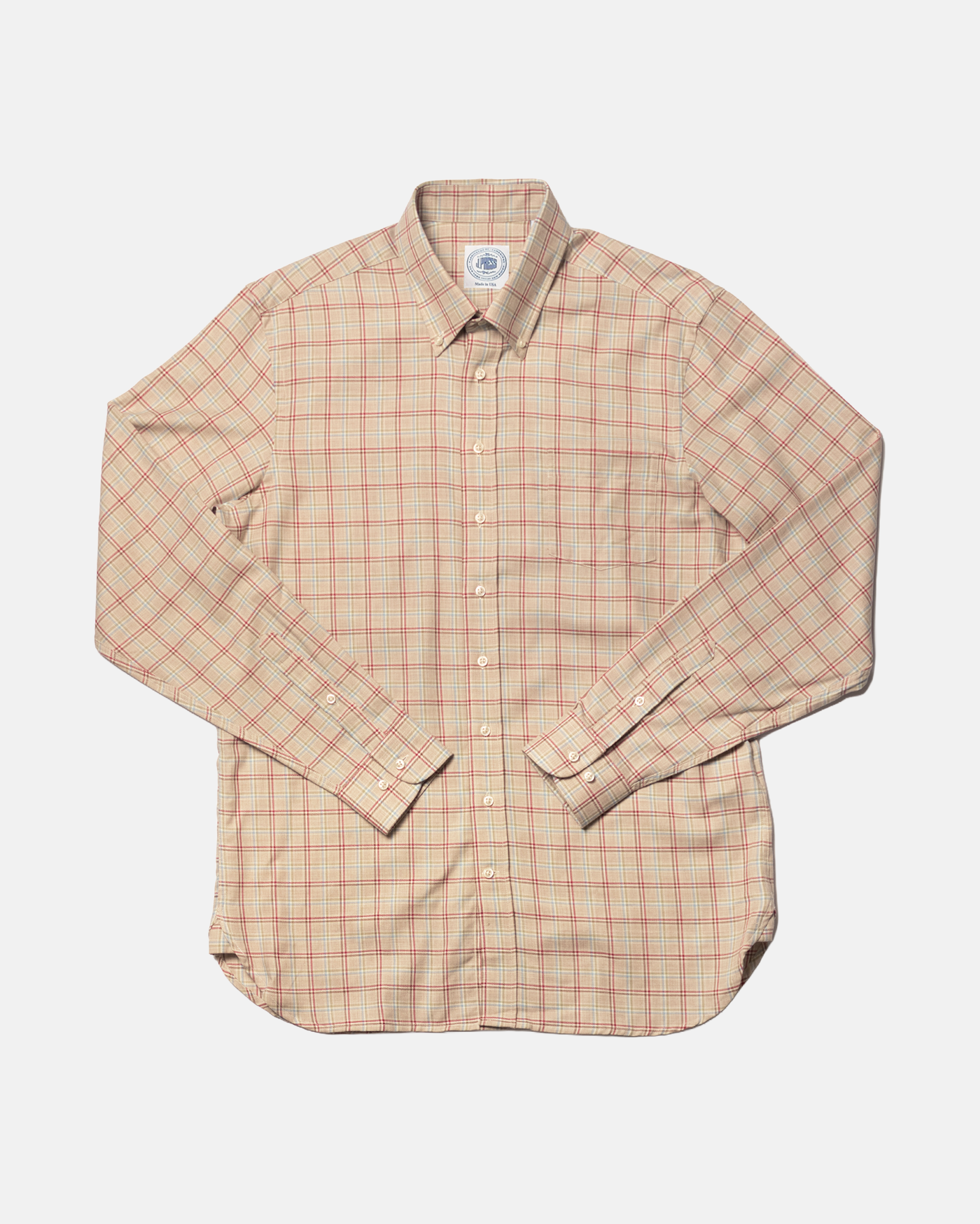 Made-in-USA Light Brown Windowpane Sport Shirt