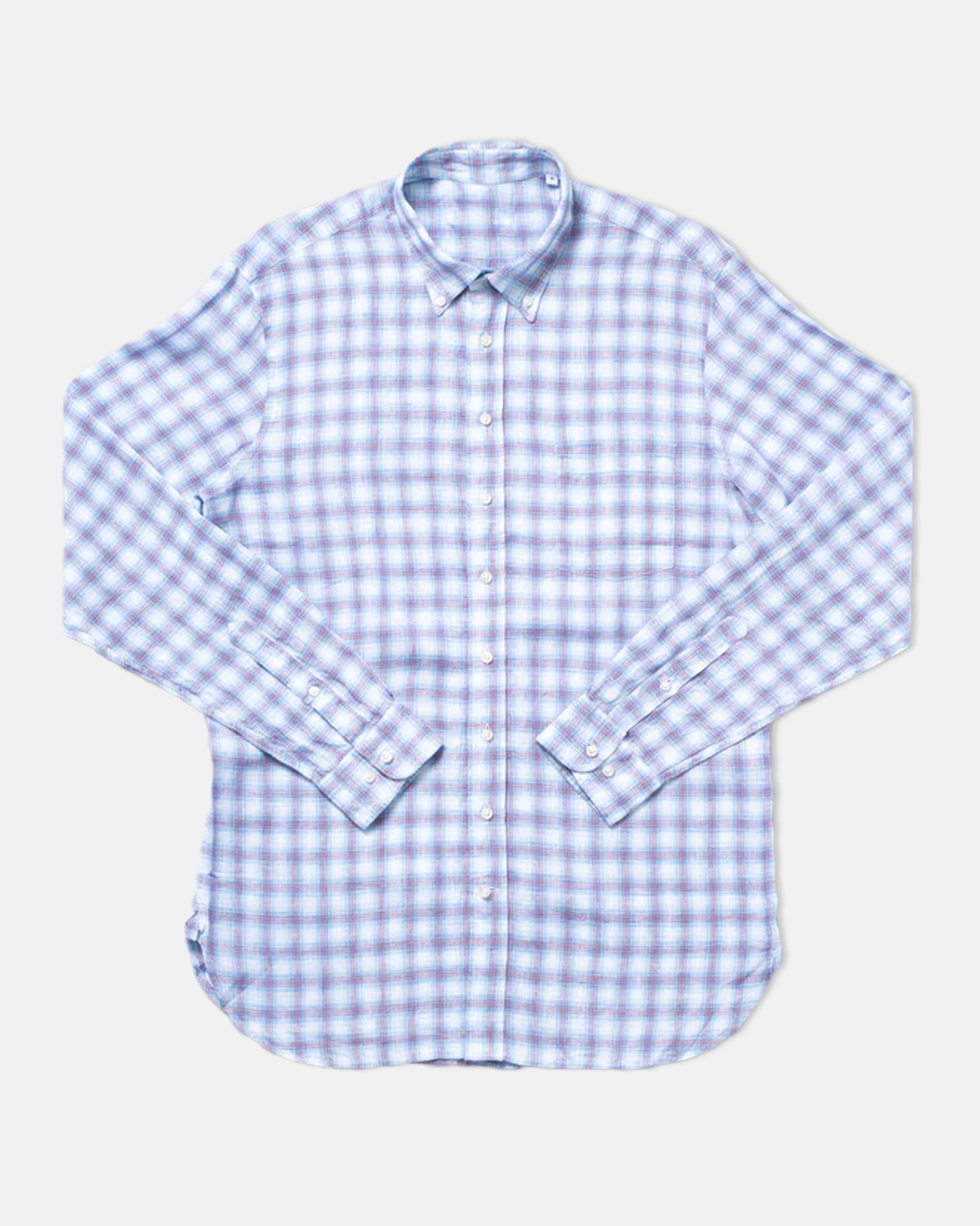 Blue & Red Windowpane Linen Sport Shirt - Classic Fit