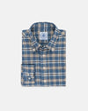 Blue & Gold Plaid Linen/Cotton Sport Shirt - Classic Fit