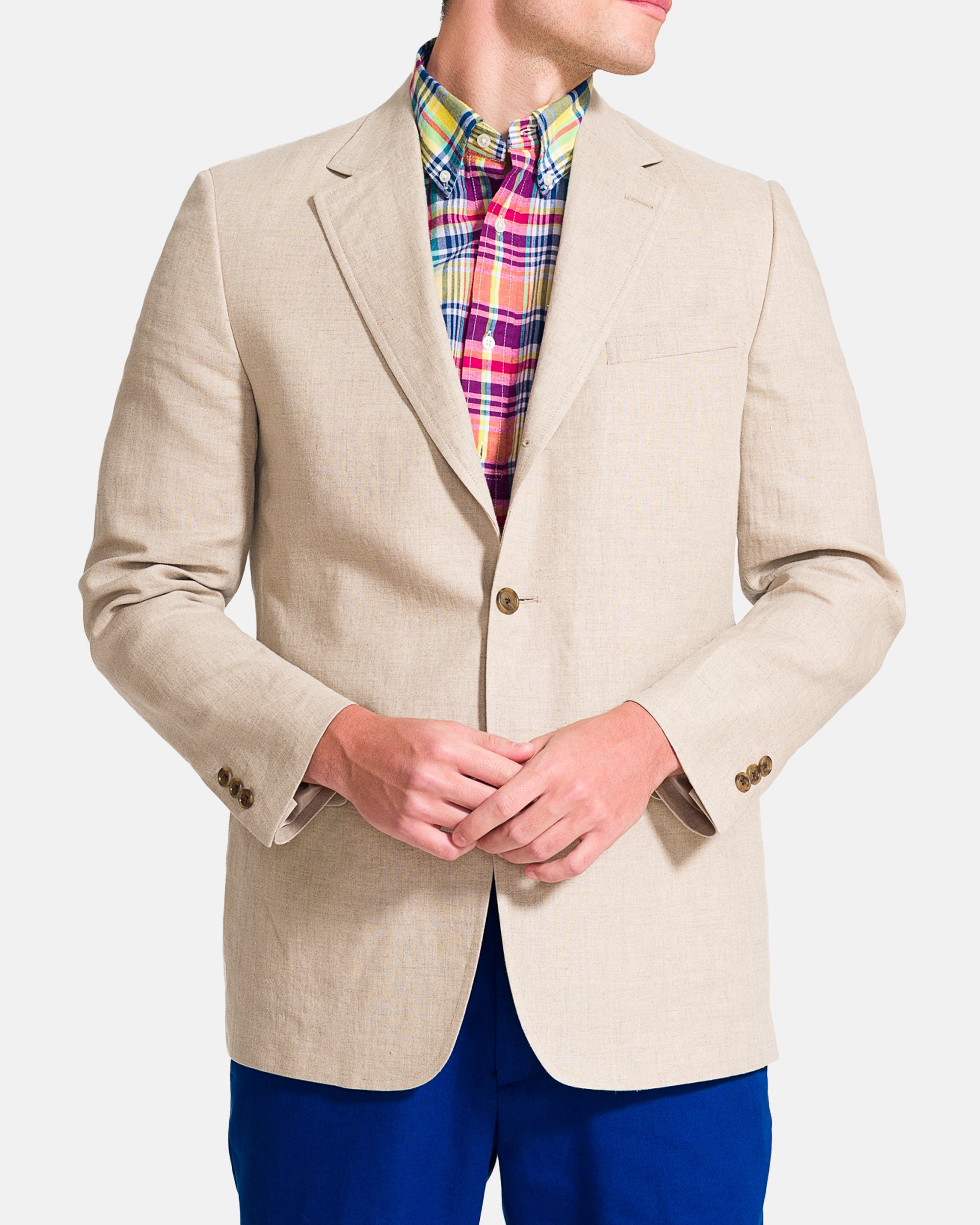 TAN SOLID LINEN SPORT COAT - CLASSIC FIT