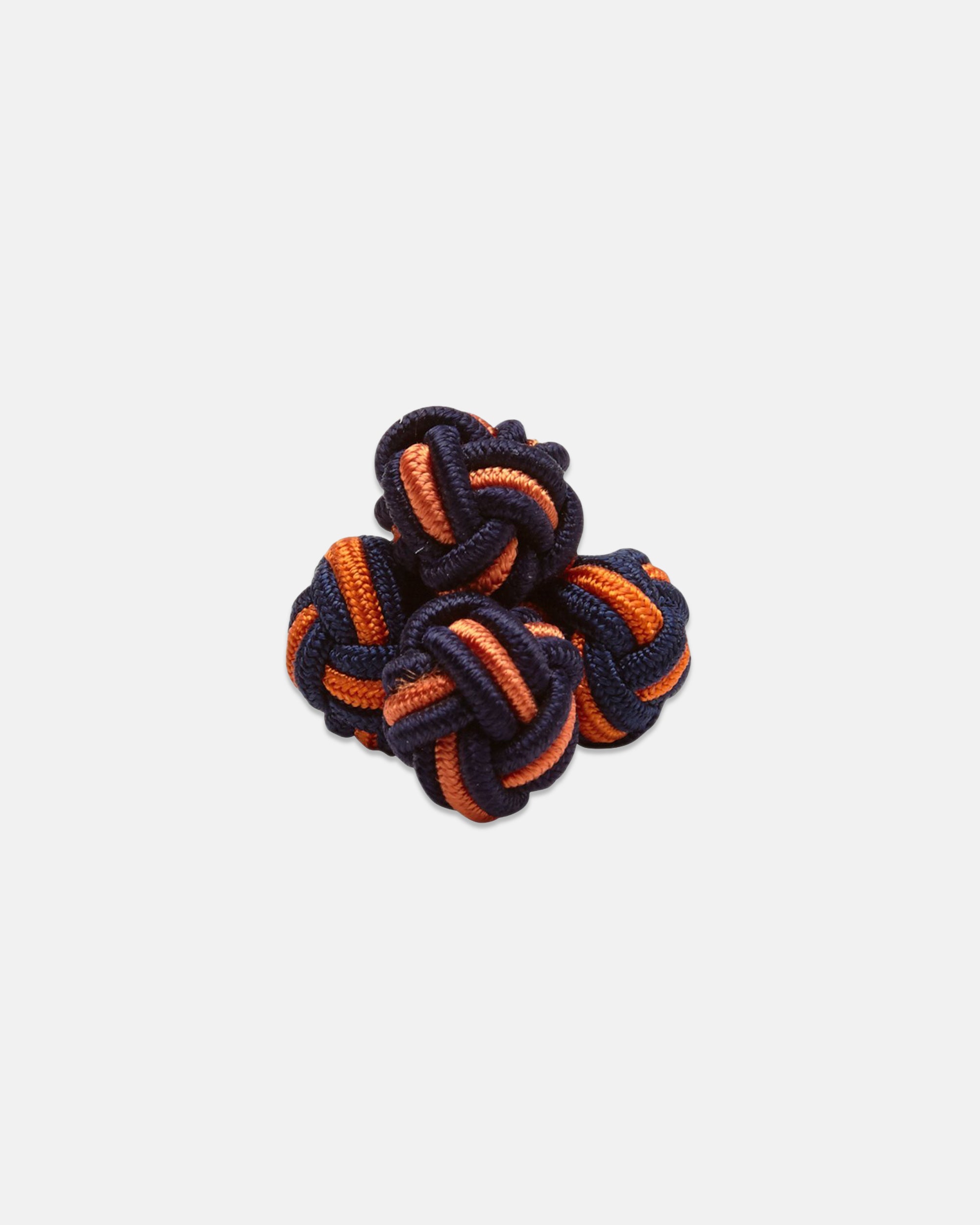 Navy & Orange Monkey's Fist Silk Knot Cufflinks
