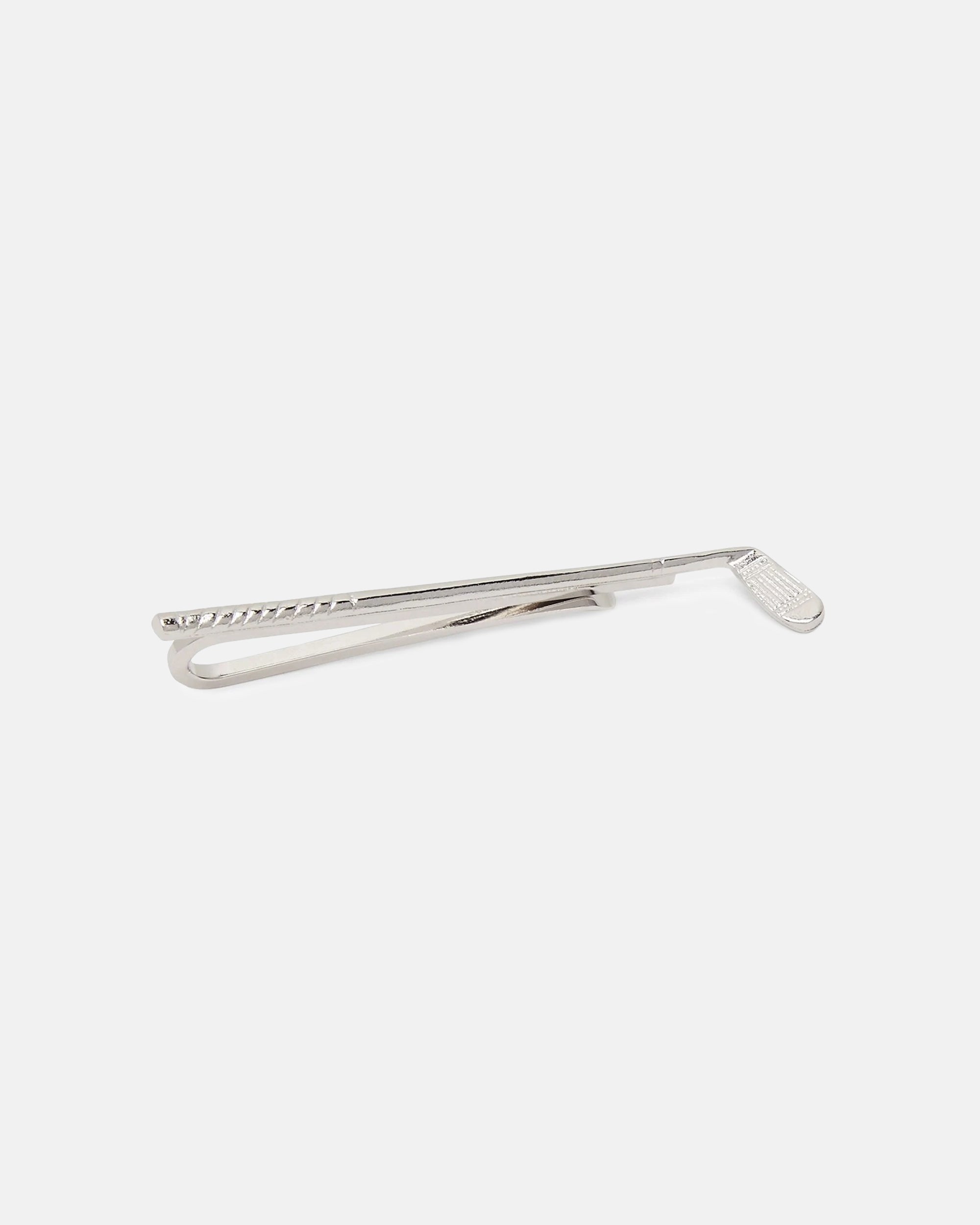 Polished Silver Plate Golf Club Tie Bar