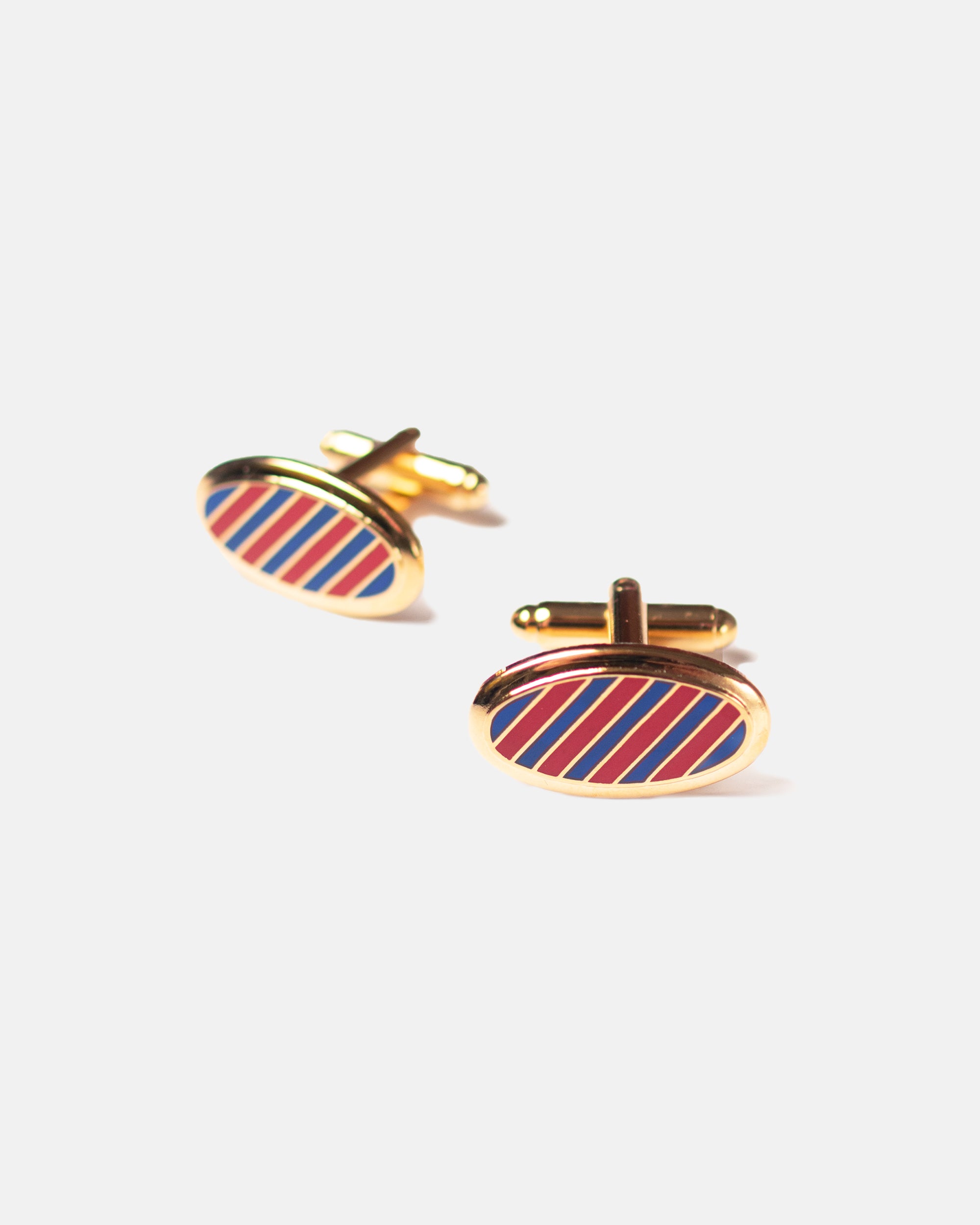 Made-in-USA Navy & Red Enamel Repp Stripe Cufflinks