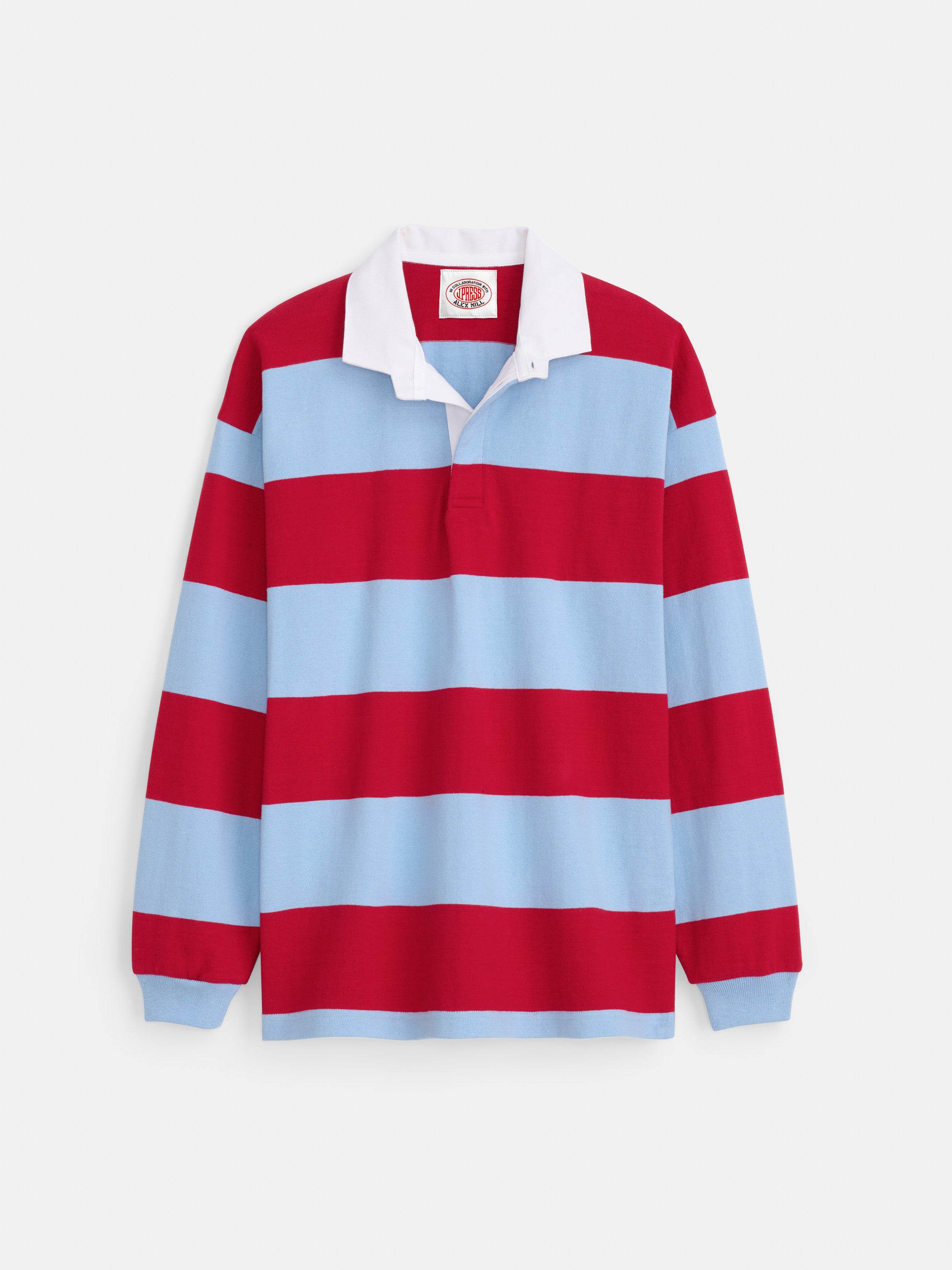 Made-in-USA Light Blue & Red Guard Stripe Rugby