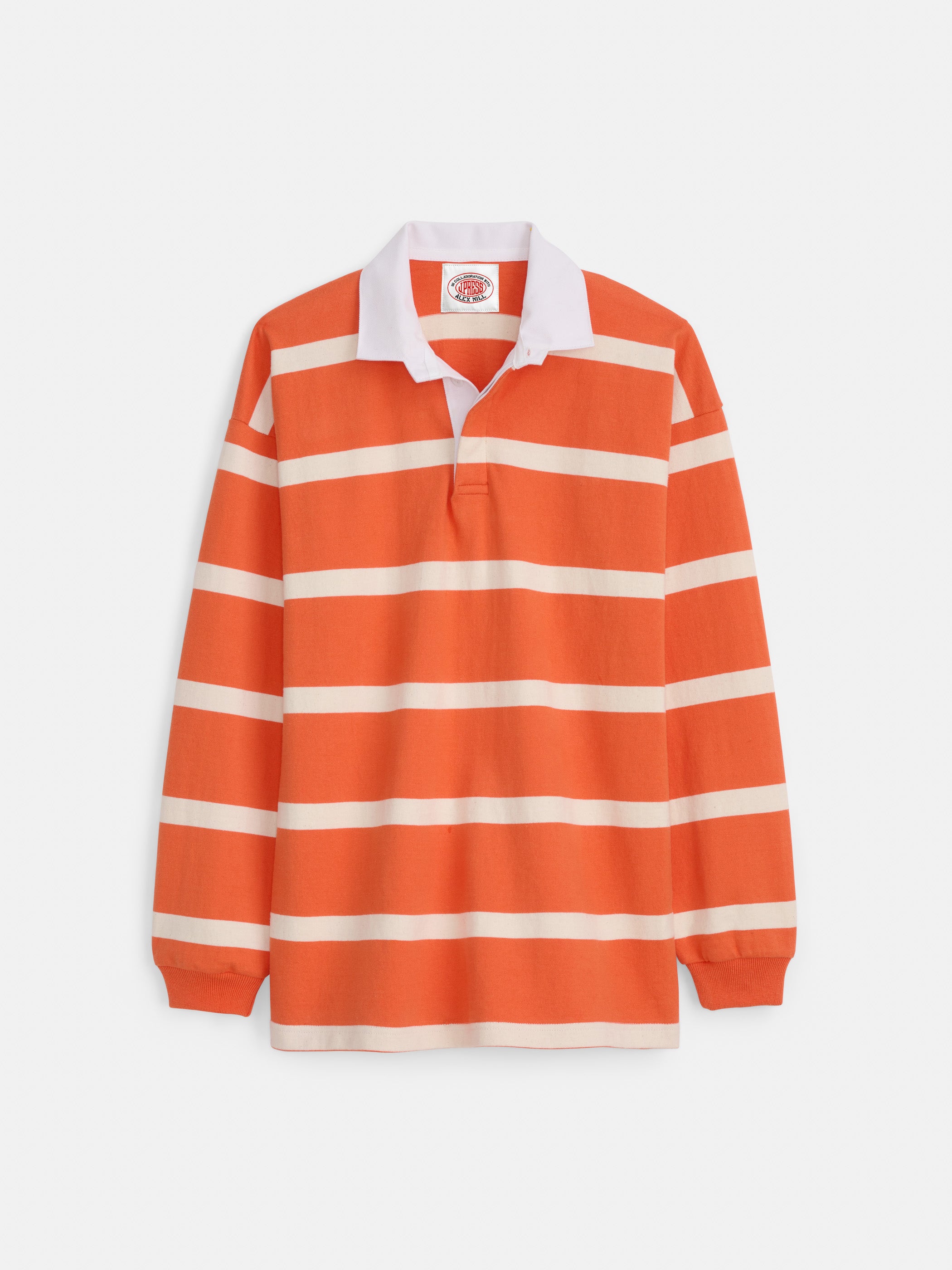 Made-in-USA Orange & Natural Bar Stripe Rugby