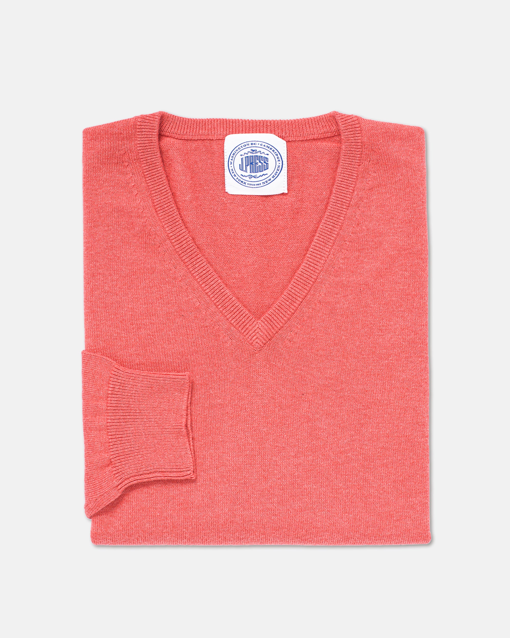 COTTON CASHMERE V-NECK SWEATER - ORANGE