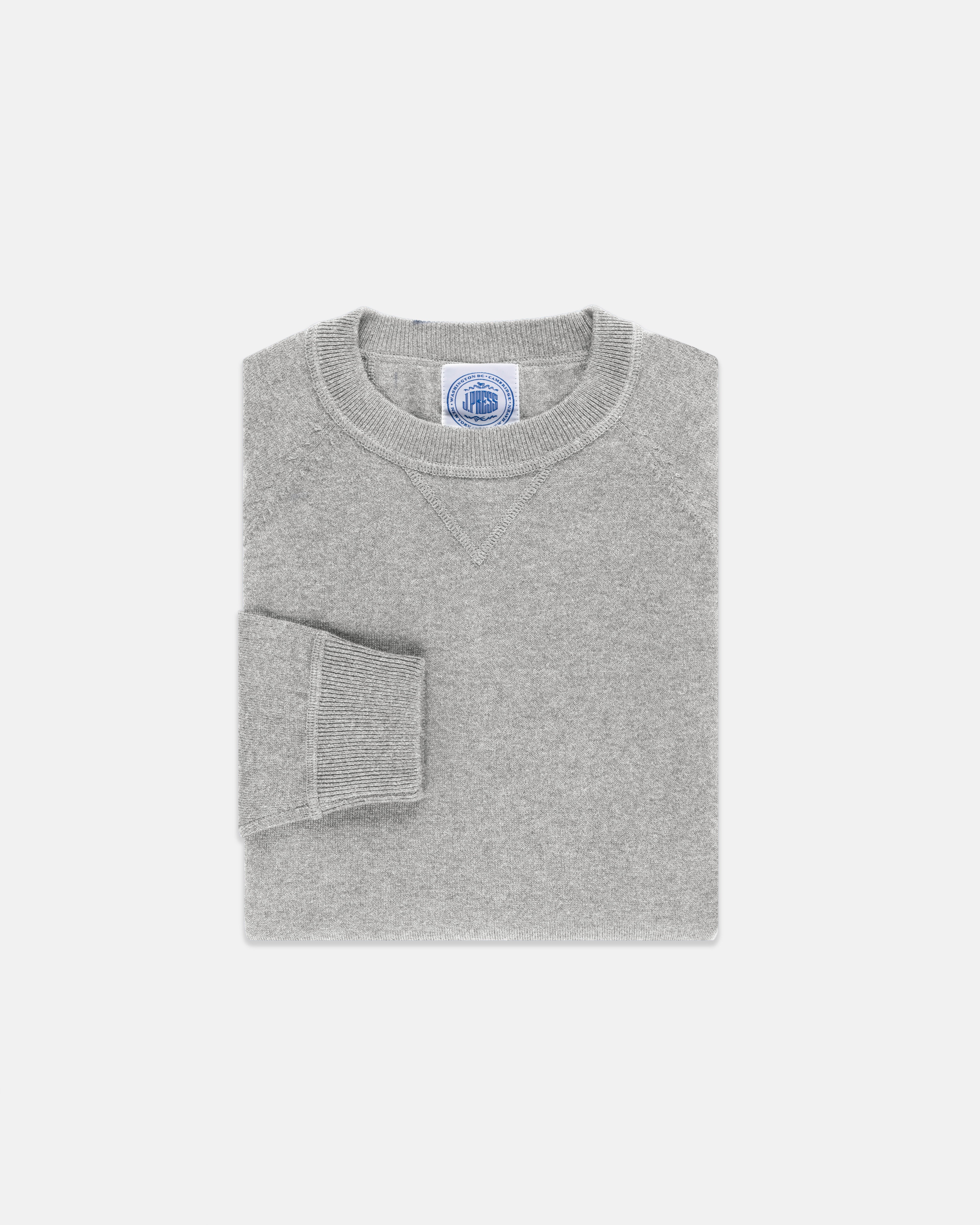 Grey Cotton-Wool Crewneck Sweatshirt - Trim Fit