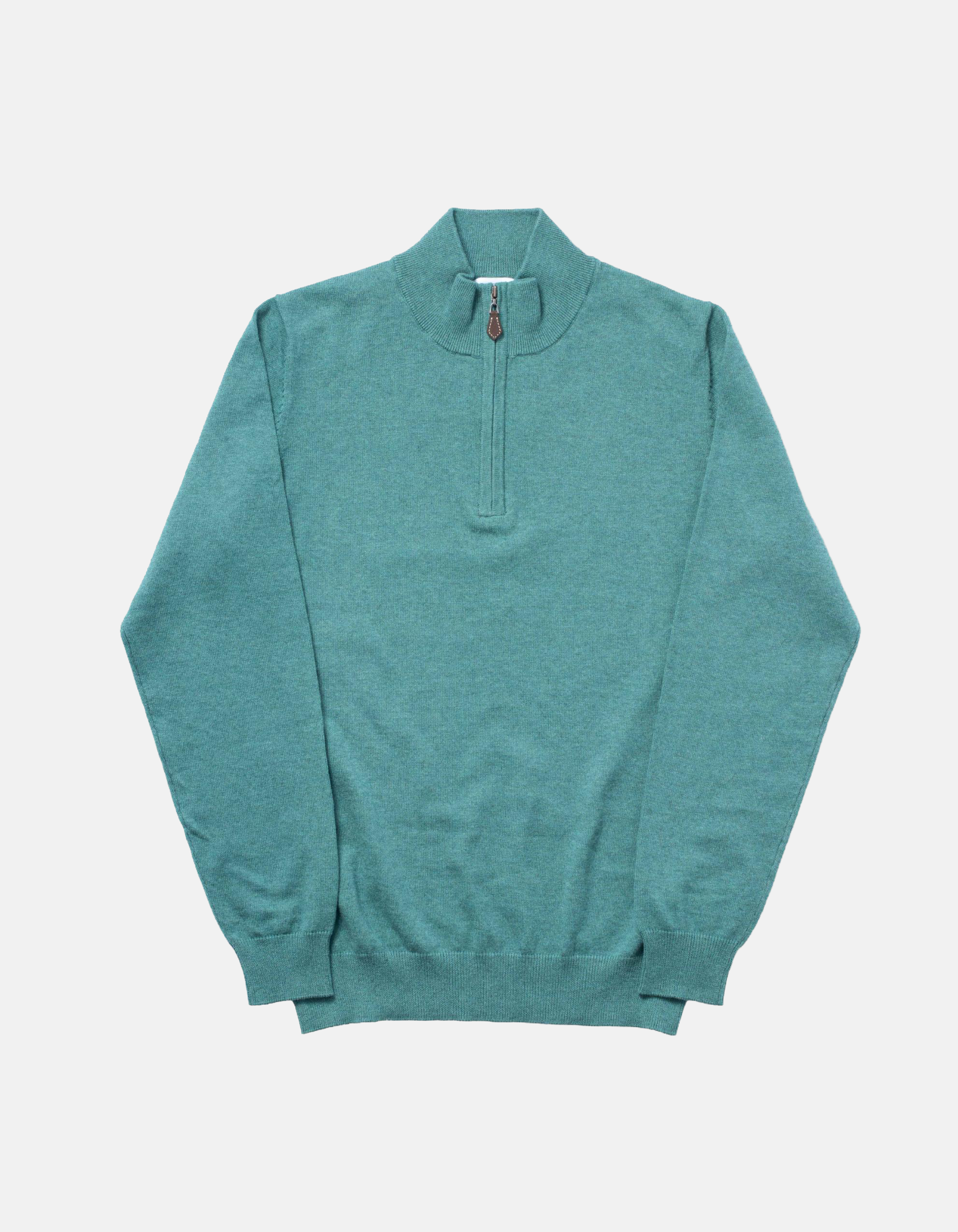 Green Cotton-Cashmere Quarter-Zip Sweater