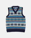 Made-in-Scotland Blue Fair Isle Sweater Vest
