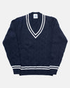 Navy Cotton Cable Knit Cricket Sweater