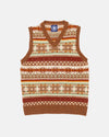 Made-in-Scotland Rust Fair Isle Sweater Vest