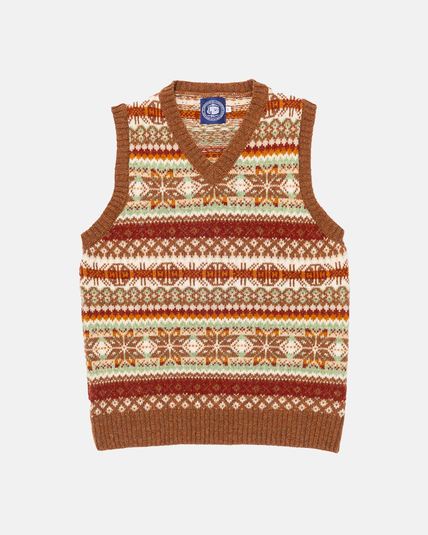 Made-in-Scotland Rust Fair Isle Sweater Vest