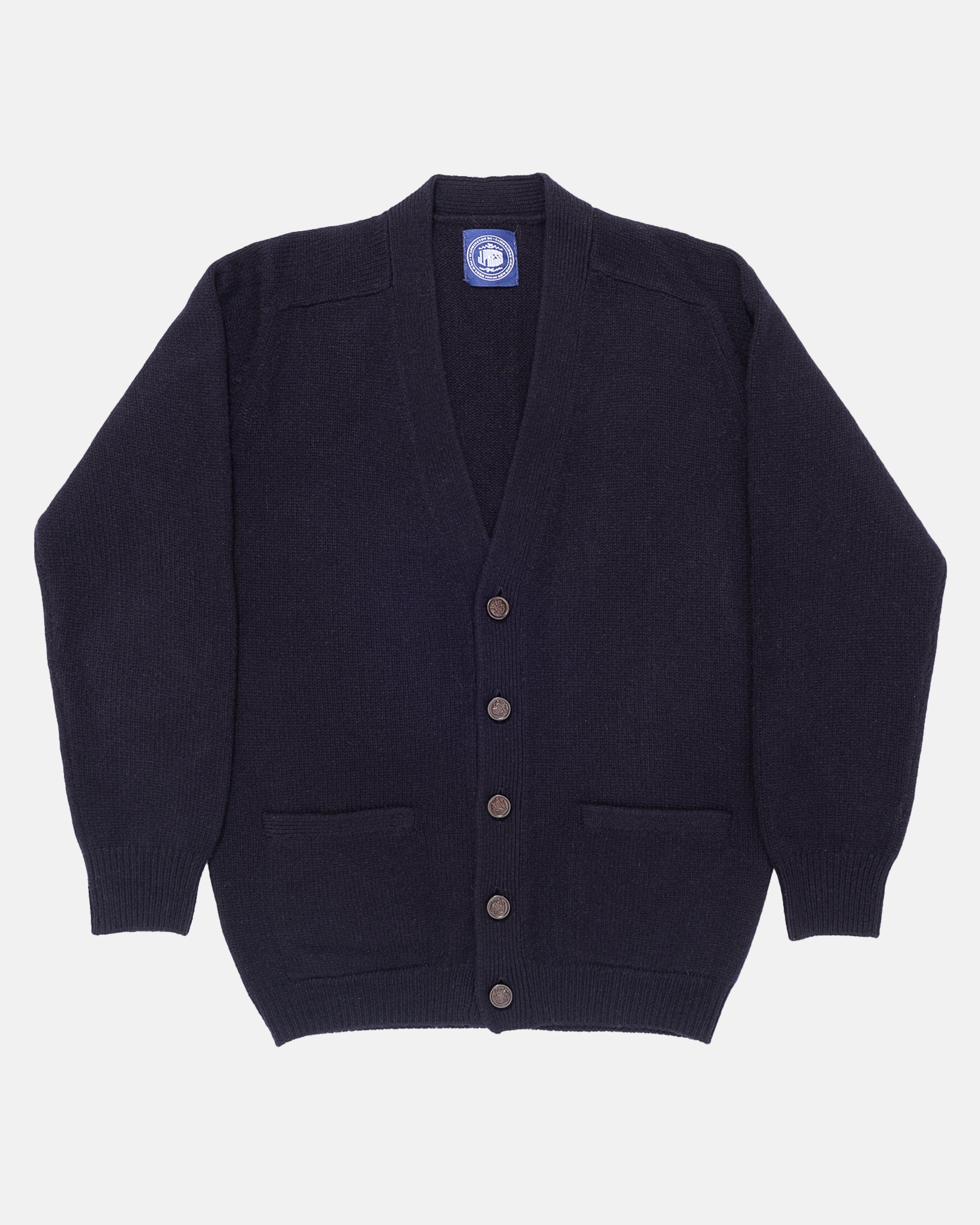 Navy Lambswool Cardigan Sweater