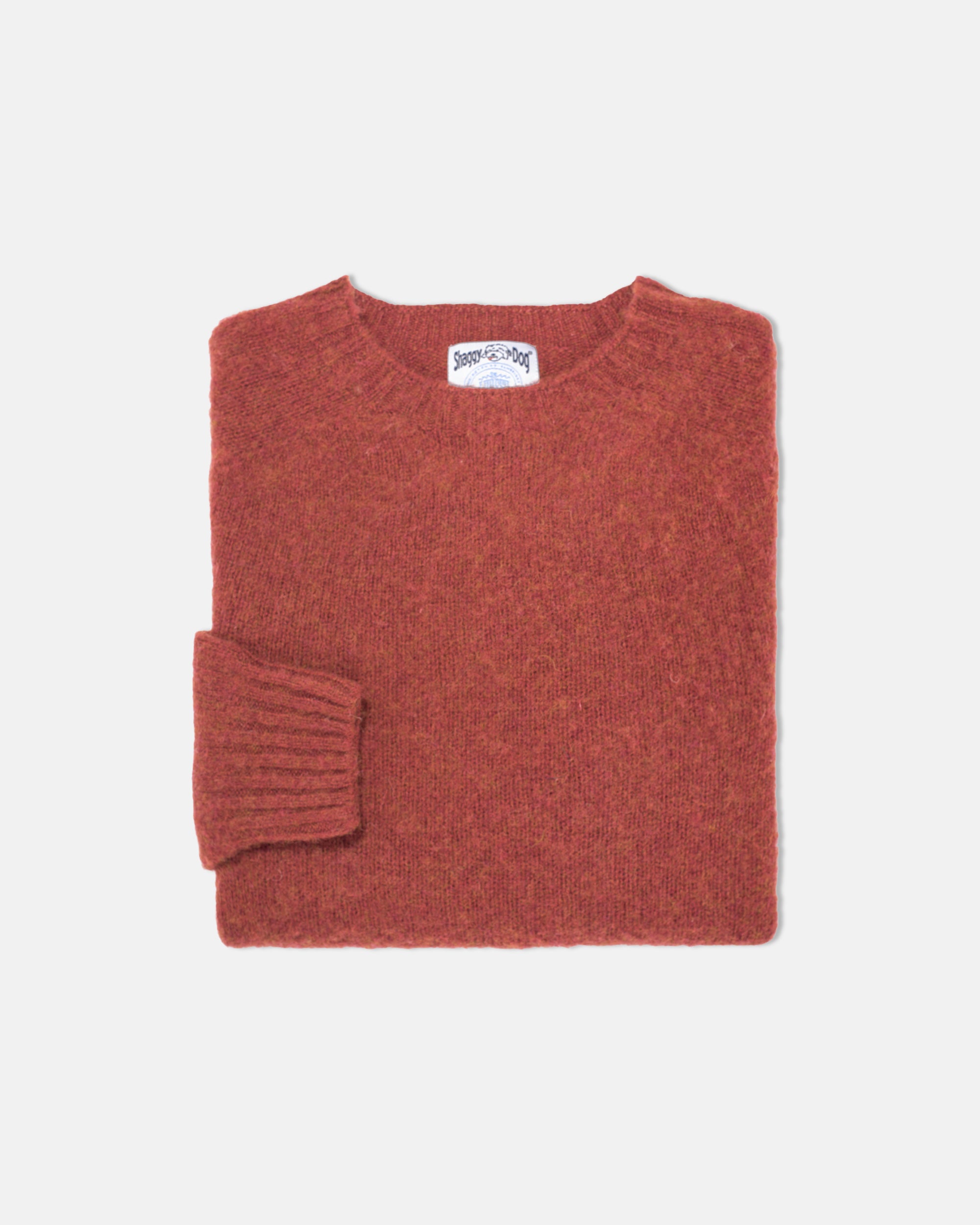 Made-in-Scotland Dark Red Shaggy Dog Sweater - Trim Fit