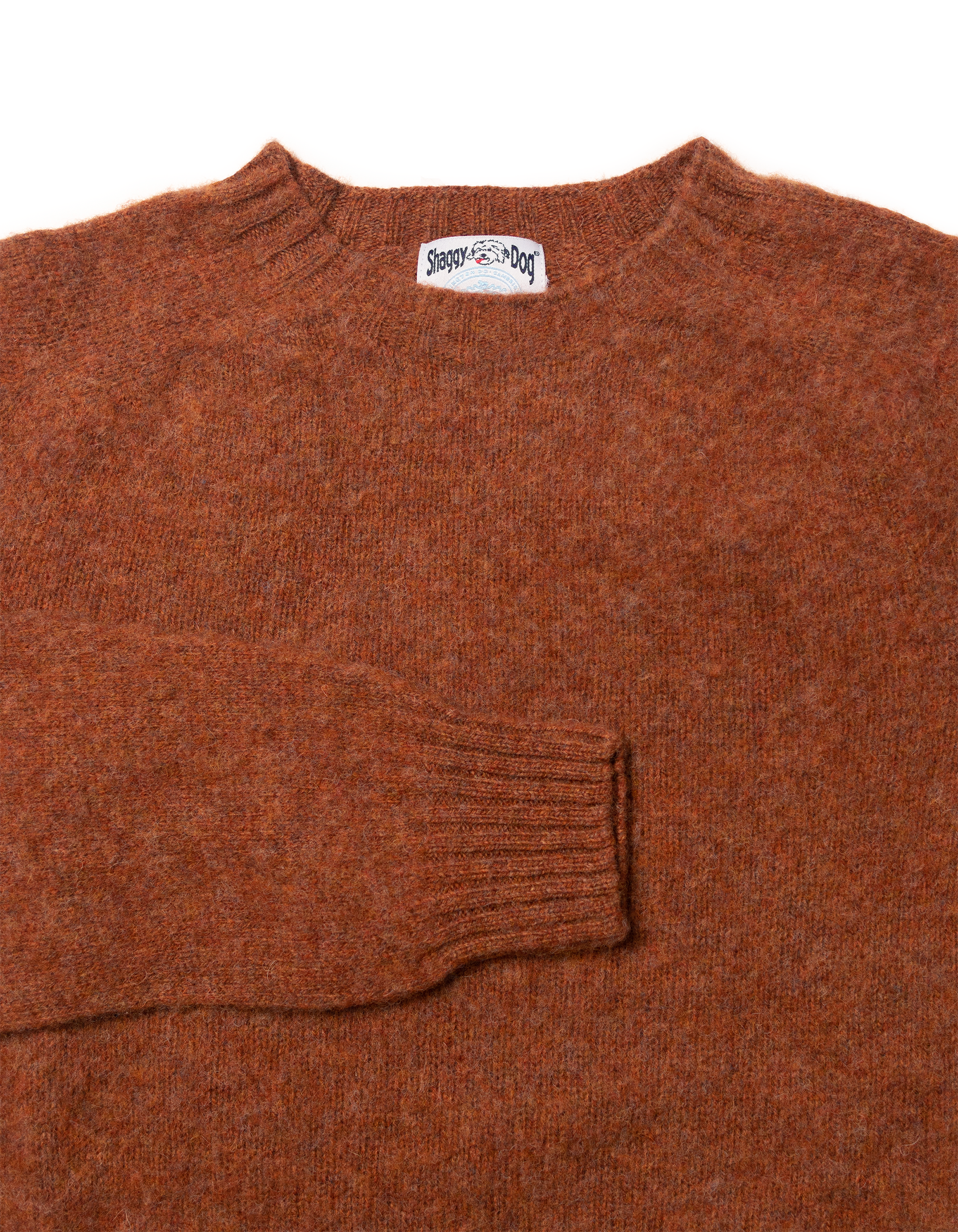Made-in-Scotland Rust Shaggy Dog Sweater  - Trim Fit