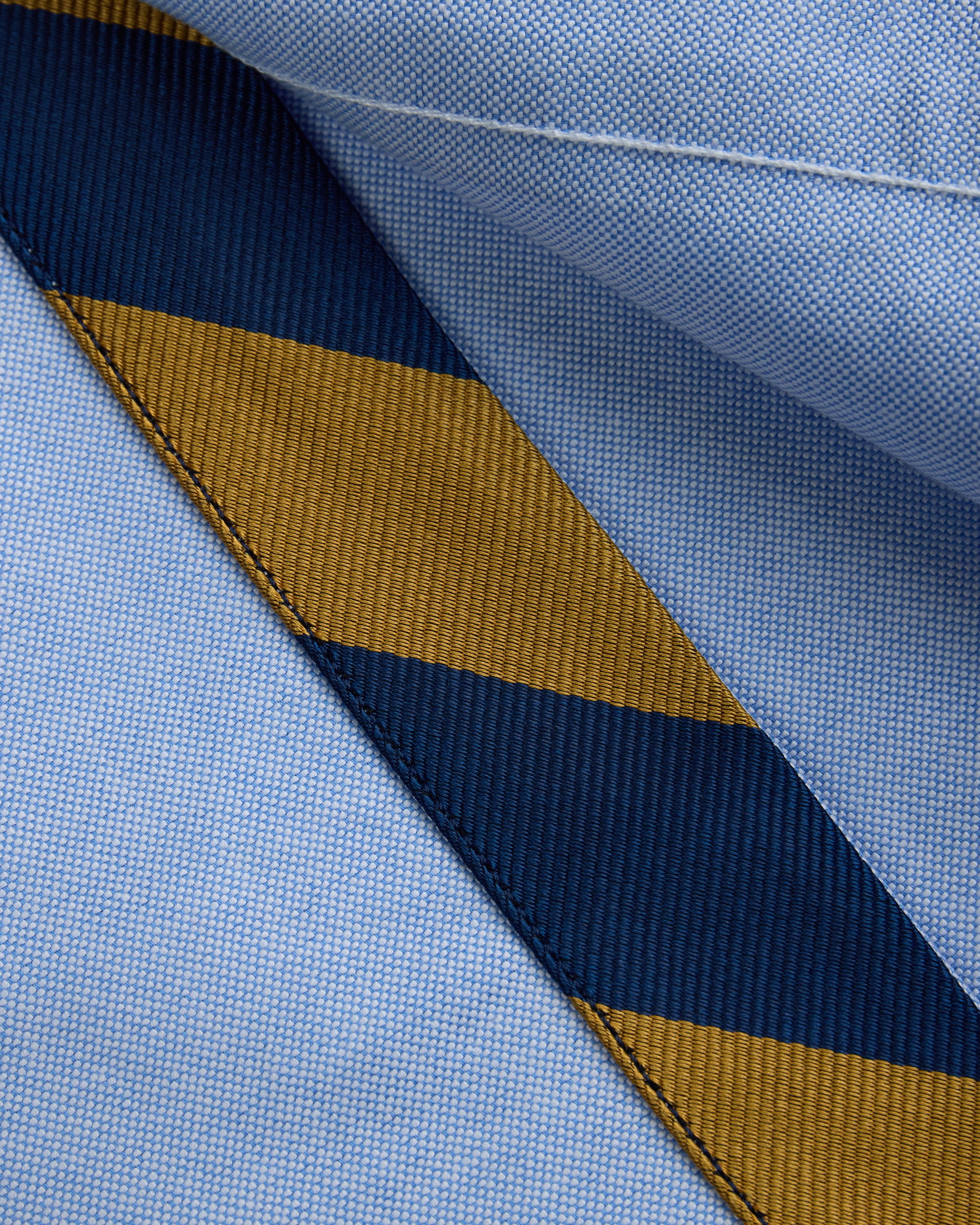 Made-in-USA Blue with Guard Stripe Placket Oxford Cloth Sport Shirt - Regular Fit