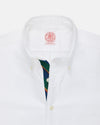 Made-in-USA White with Regimental Stripe Placket Oxford Cloth Sport Shirt - Regular Fit