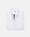 Made-in-USA White with Regimental Stripe Placket Oxford Cloth Sport Shirt - Regular Fit