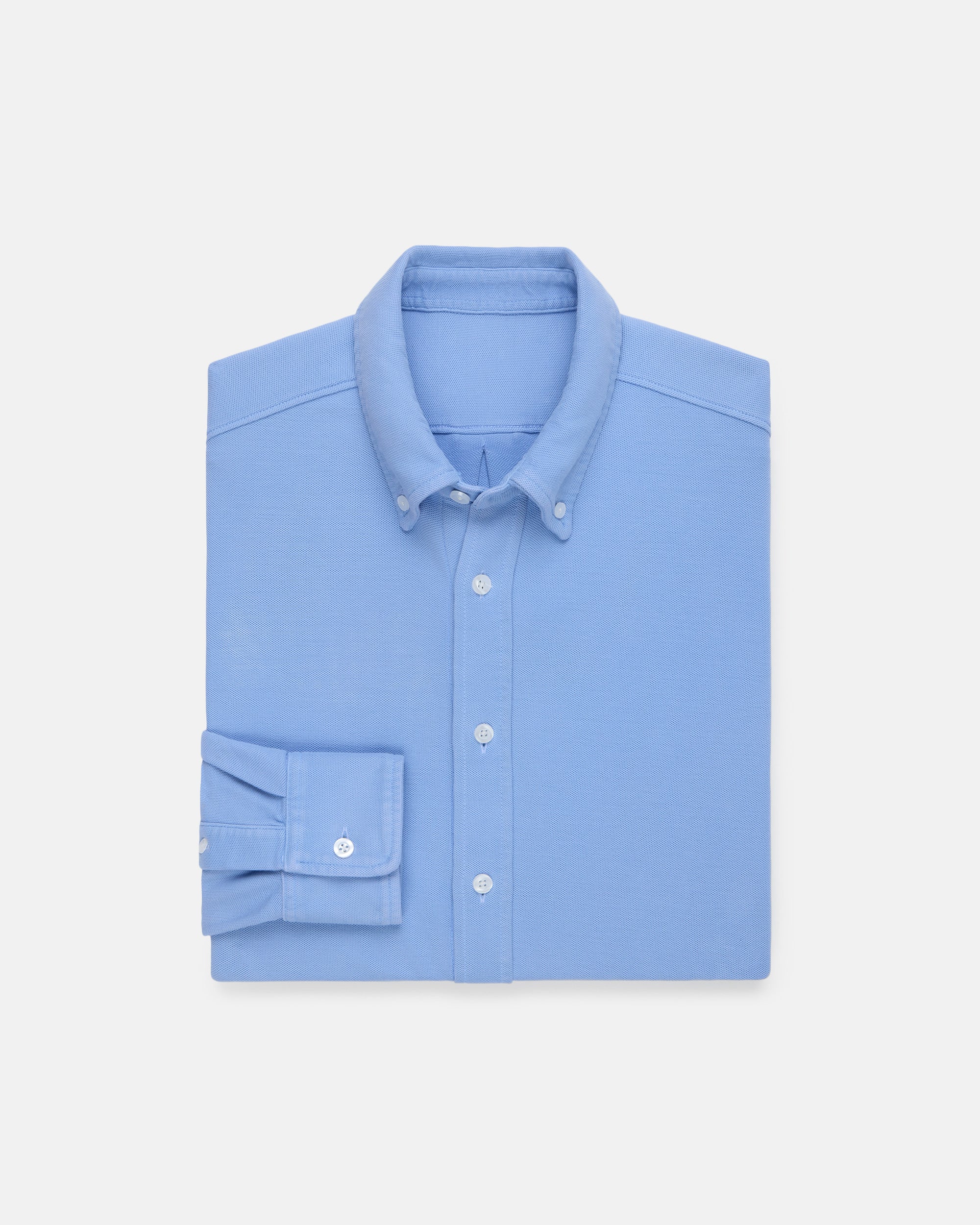 Blue Pique Button Down Shirt