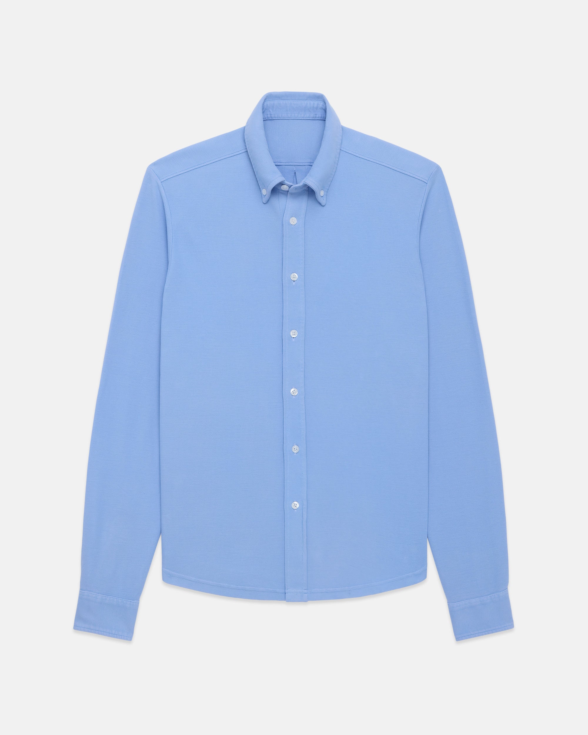 Blue Pique Button Down Shirt