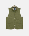 Made-in-England Lavenham Khaki Mickfield Linen/Cotton Quilted Gilet