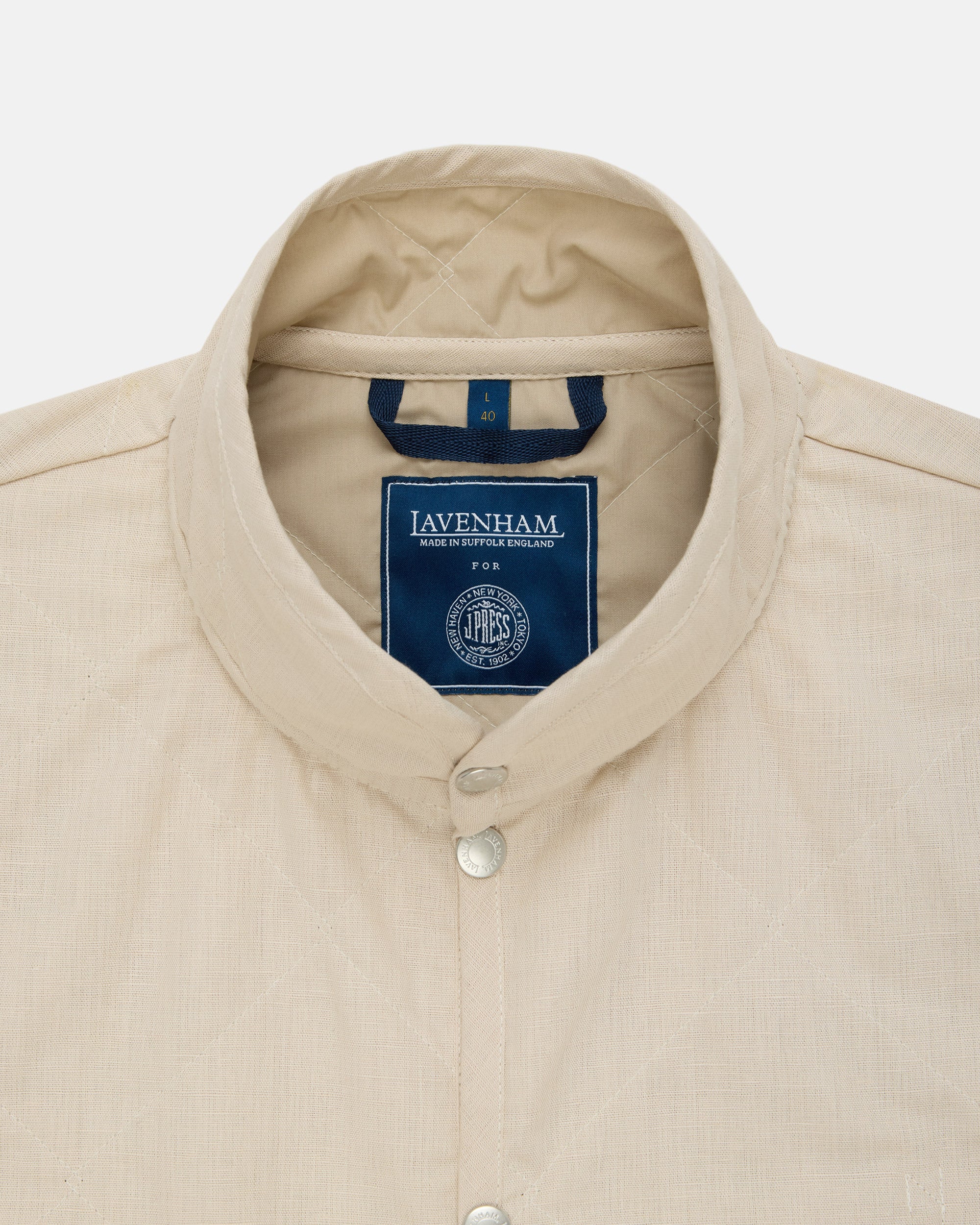 Made-in-England Lavenham Natural Mickfield Linen/Cotton Quilted Gilet