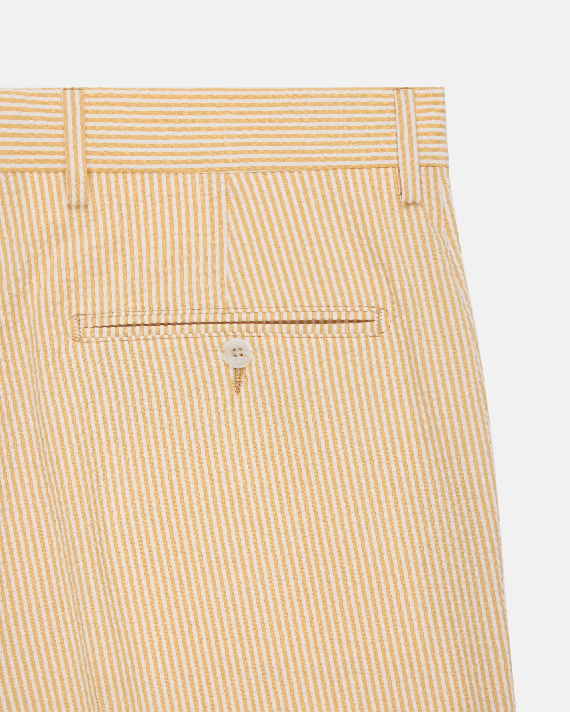 Gold Cotton Seersucker Shorts
