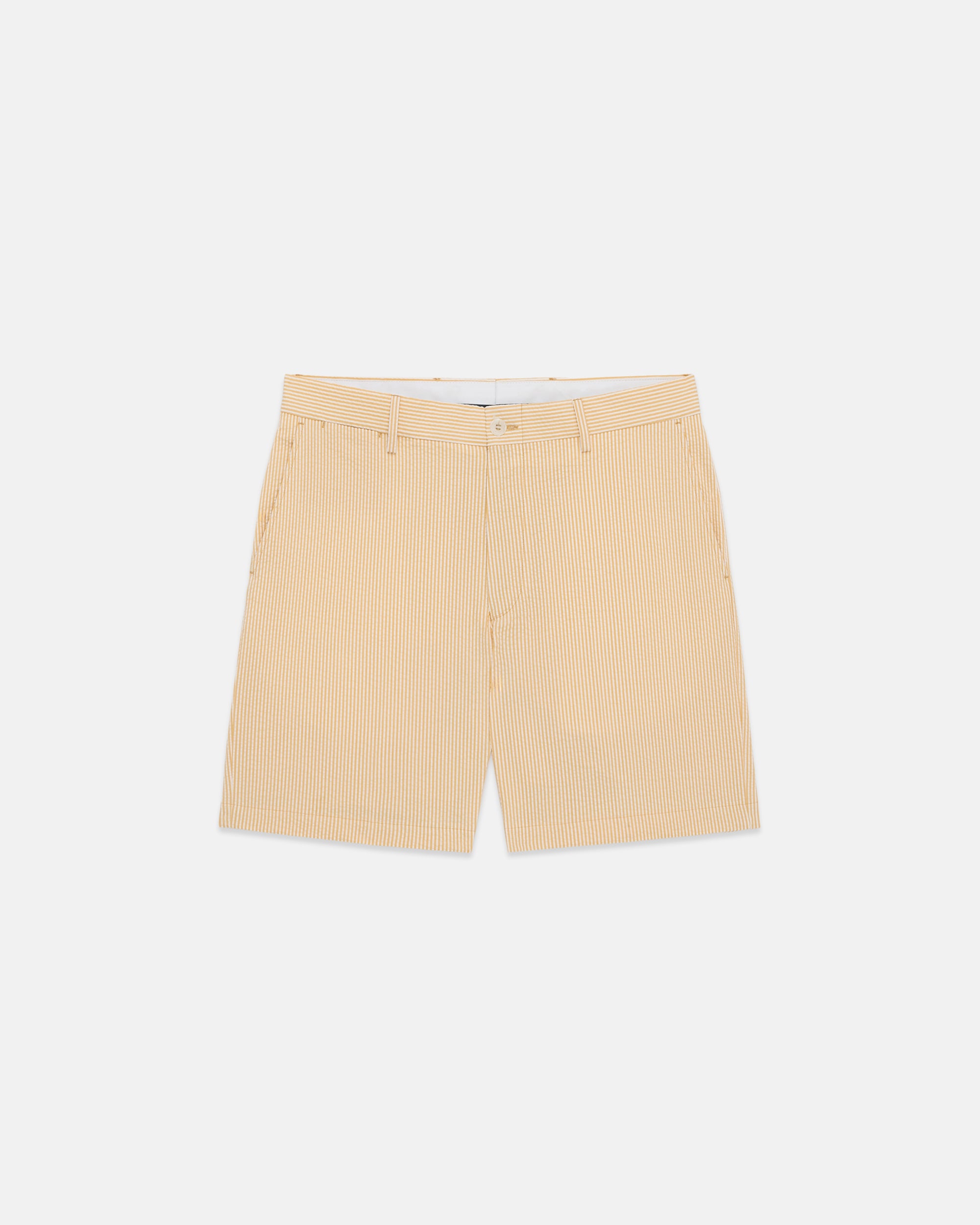 Gold Cotton Seersucker Shorts