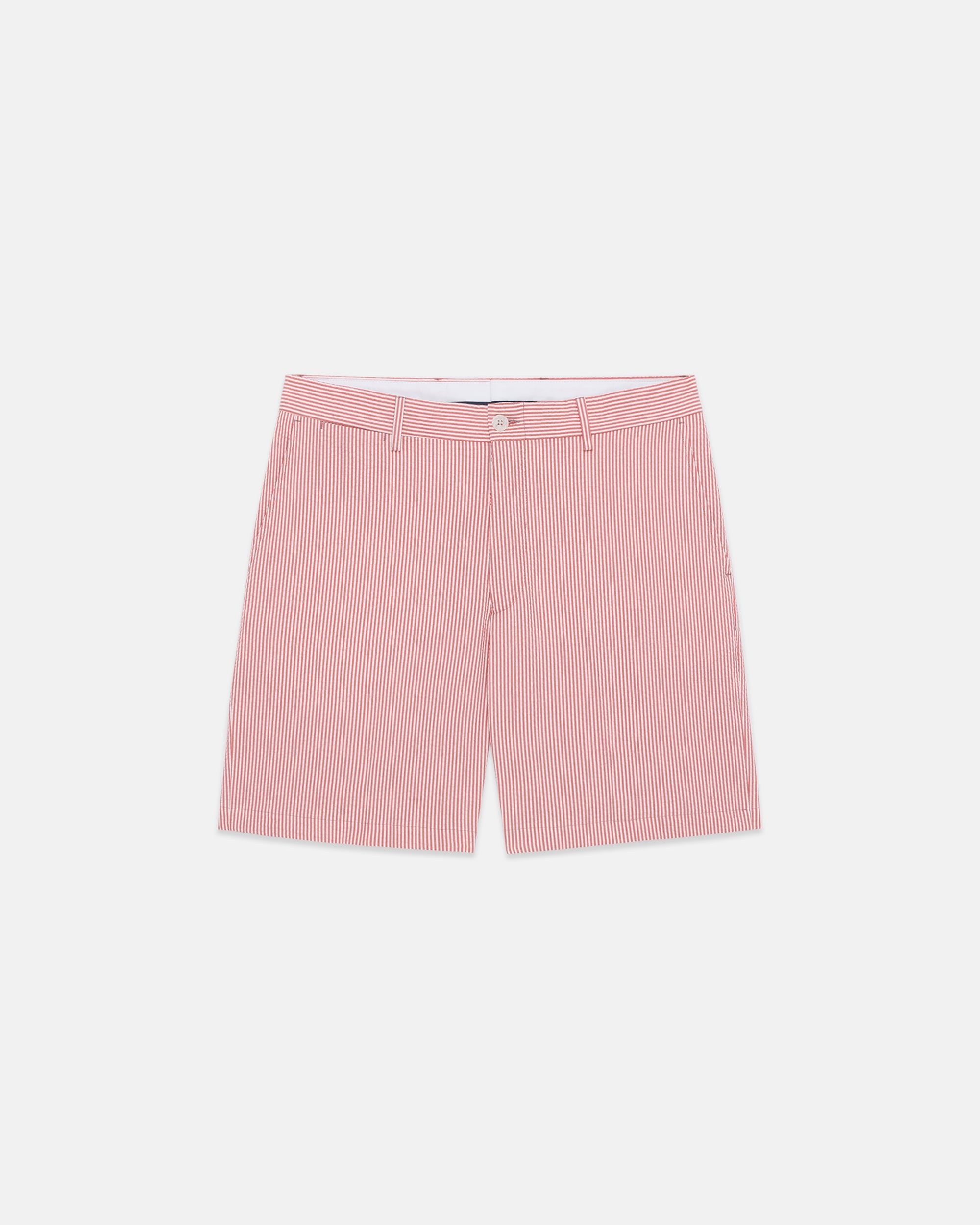 Red Cotton Seersucker Shorts