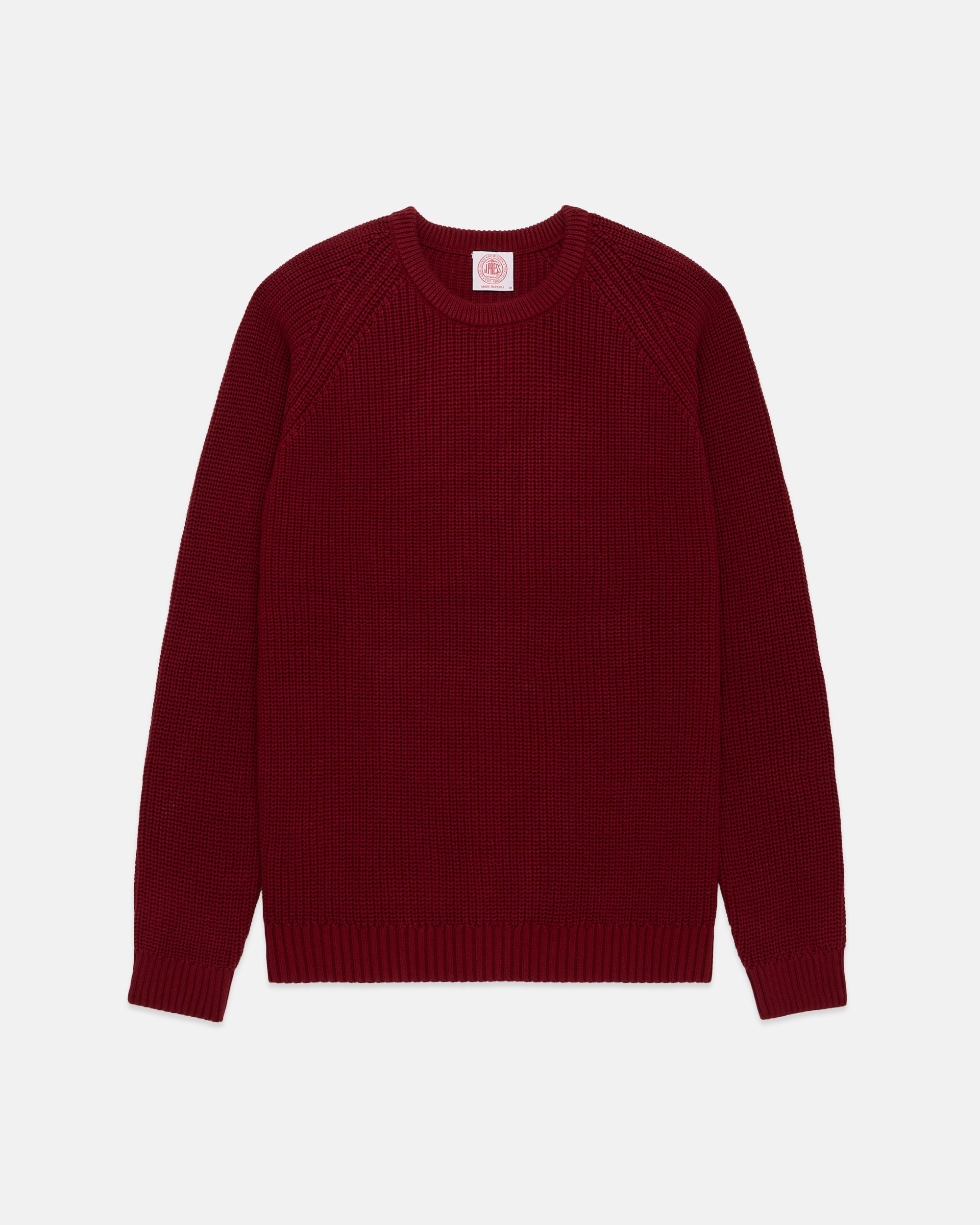 Red Shaker Knit Cotton Crew Neck Sweater