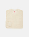 Off White Shaker Knit Cotton Crew Neck Sweater