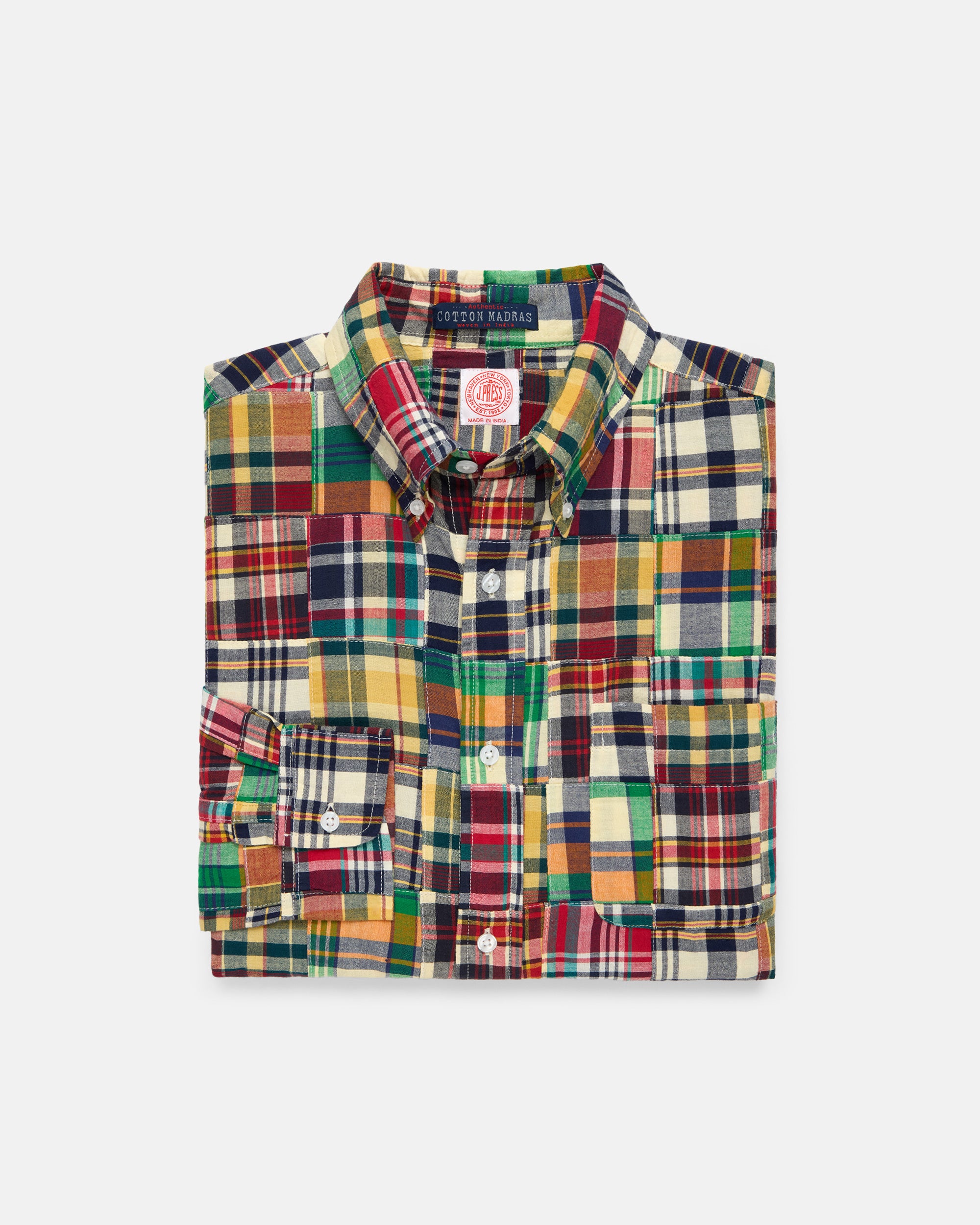 BROCHURE BD PATCHWORK MADRAS SHIRT Mサイズ Patchwork Madras Button Down Sport Shirt - Classic Fit