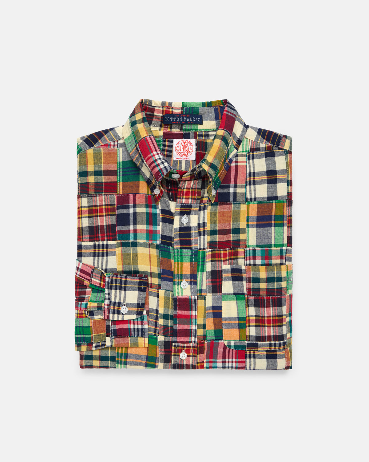 Patchwork Madras Button Down Sport Shirt - Classic Fit