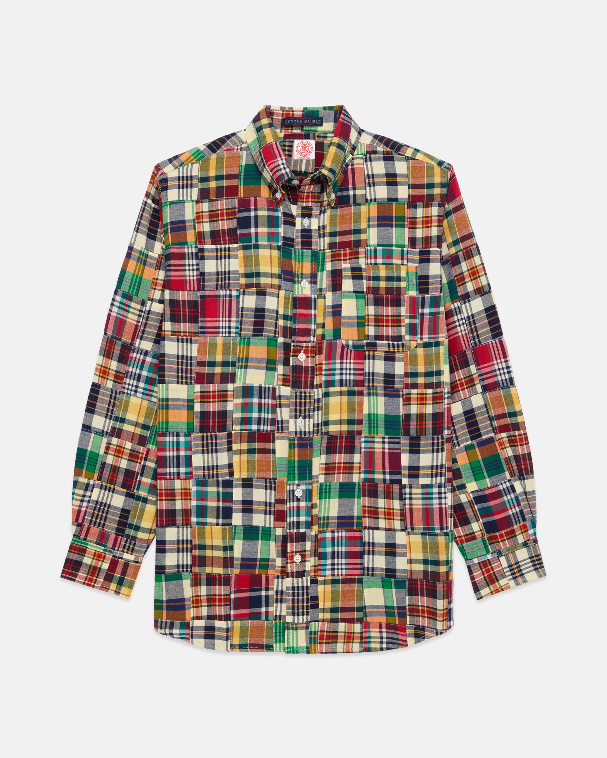 Patchwork Madras Button Down Sport Shirt - Classic Fit