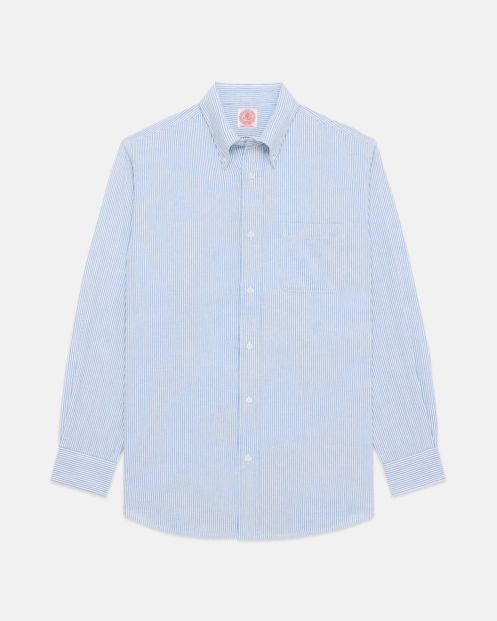 Blue & White Stripe Seersucker Sport Shirt - Classic Fit